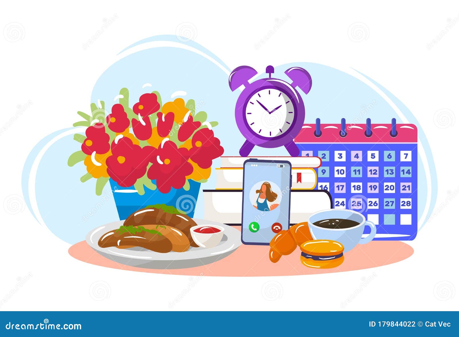 Good Morning Breakfast with Online Conversation, Table Fast Food ...