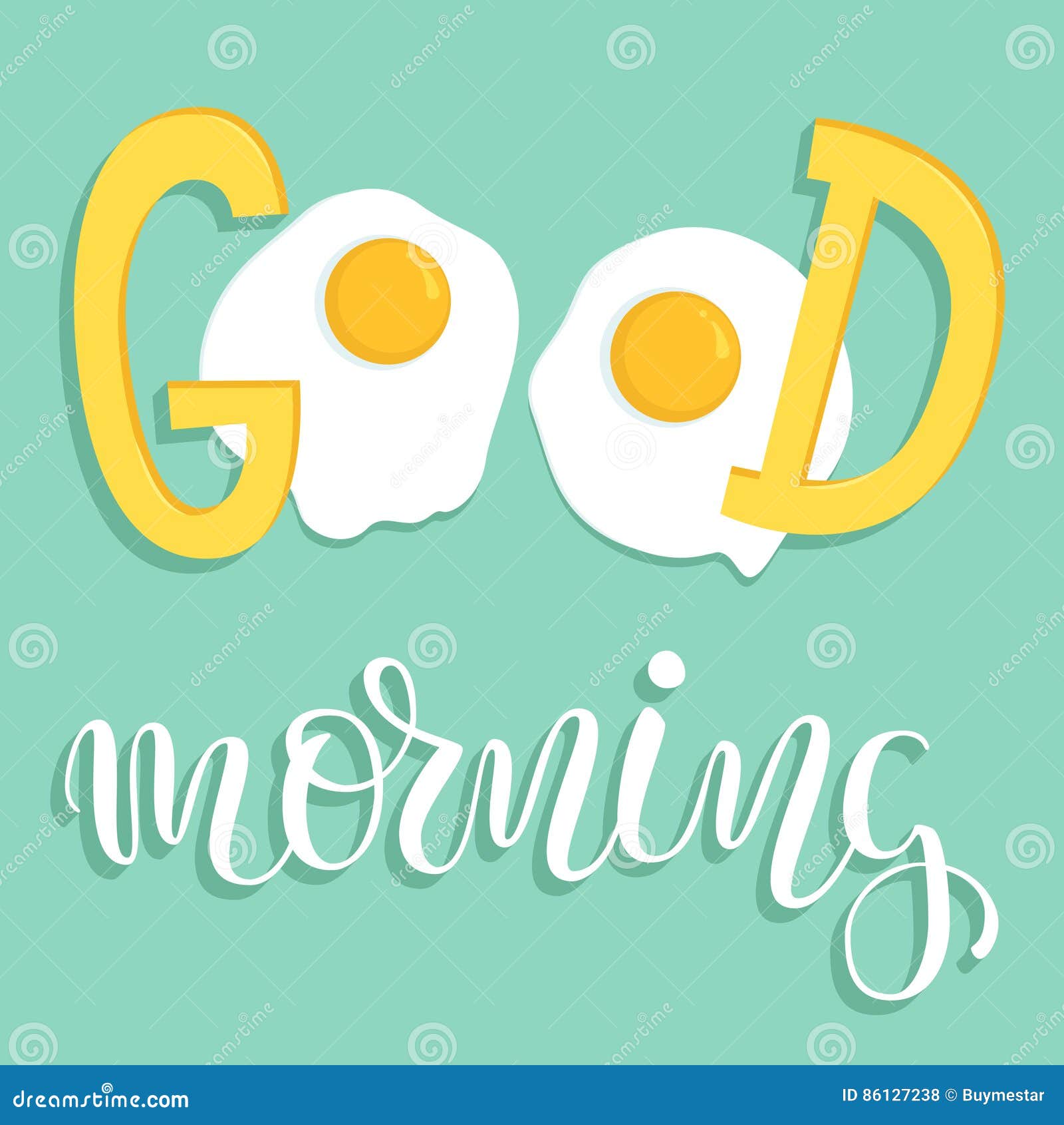 Good Morning! Breakfast Poster with Fried Eggs. Vector Illustration ...