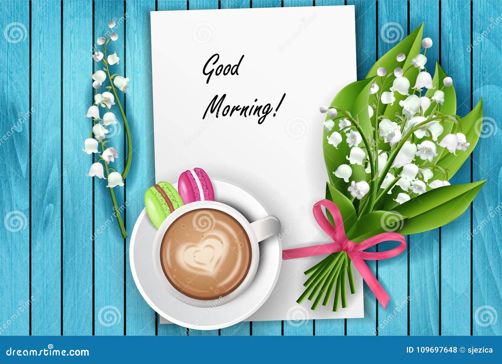 Good Morning Coffee Table Top View Stock Vector - Illustration of ...