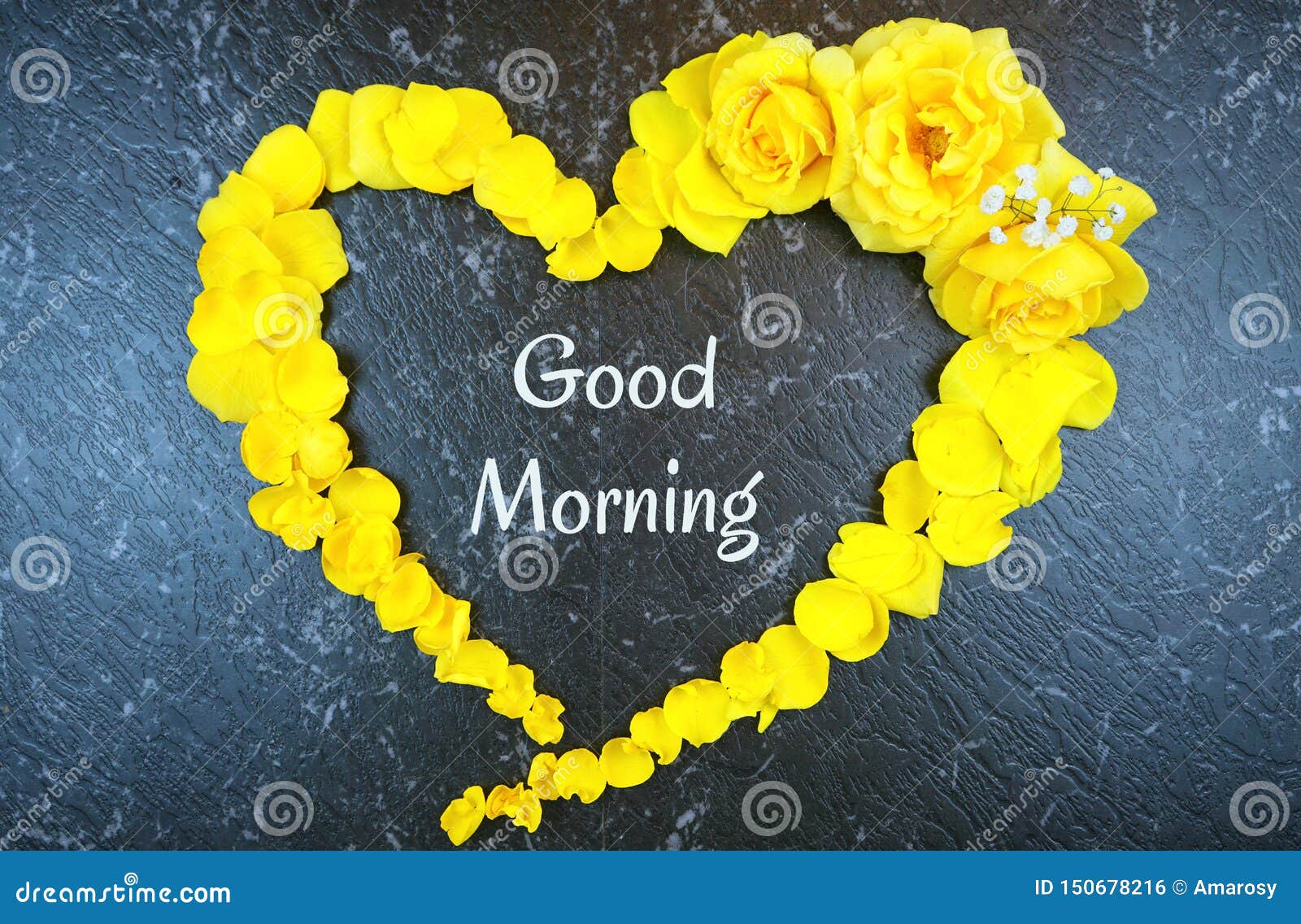 Good Morning Concept with Text Inside Heart Made from Fresh Yellow ...