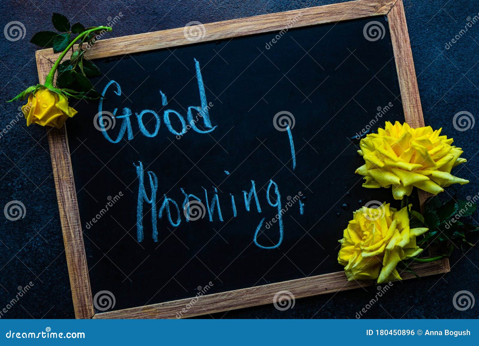 Good Morning Concept with Yellow Roses Stock Photo - Image of ...