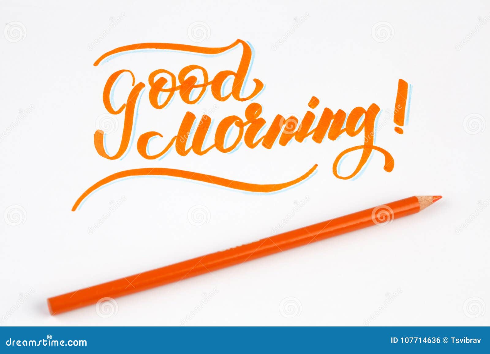 Good Morning Creative Brush Lettering in Orange Color. Stock ...