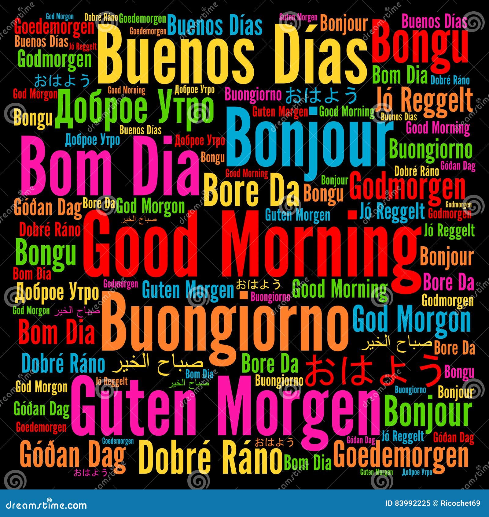 Good Morning in Different Languages Stock Illustration ...