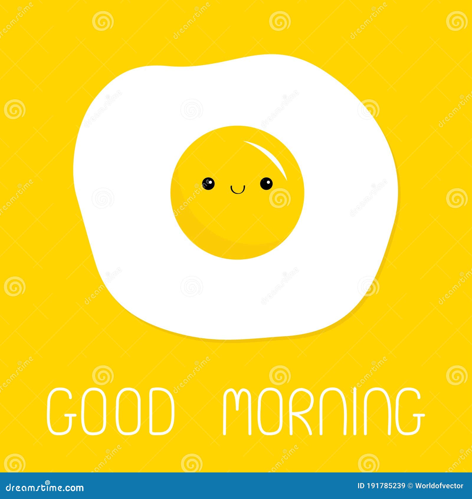 Good Morning. Fried Scrambled Egg Icon. Cute Yolk Face. Top View ...