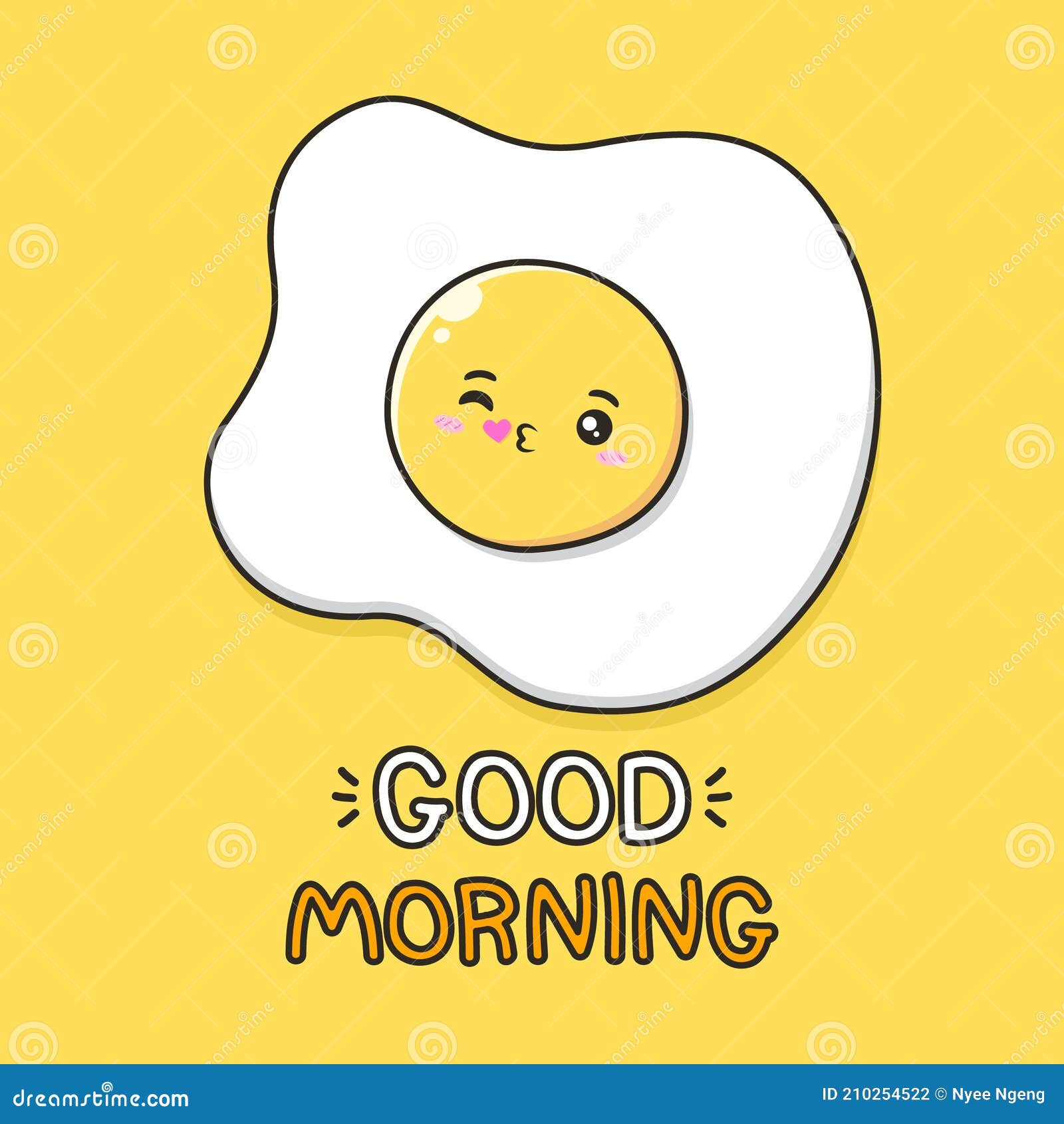 Good Morning Greetings with Cute Egg Stock Vector - Illustration of ...