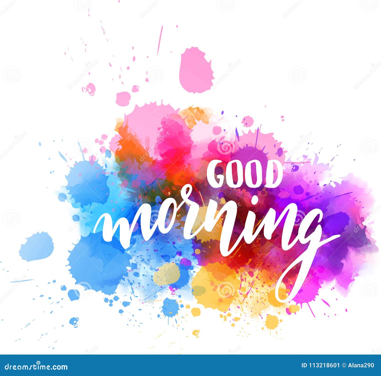 Good Morning Lettering on Watercolor Background Stock Vector ...