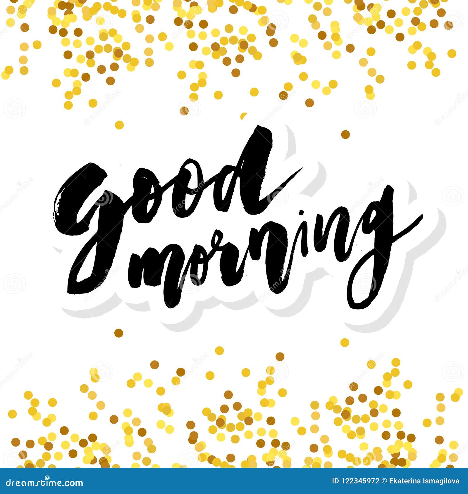 Good Morning Lettering Calligraphy Vector Text Phrase Typography Gold ...