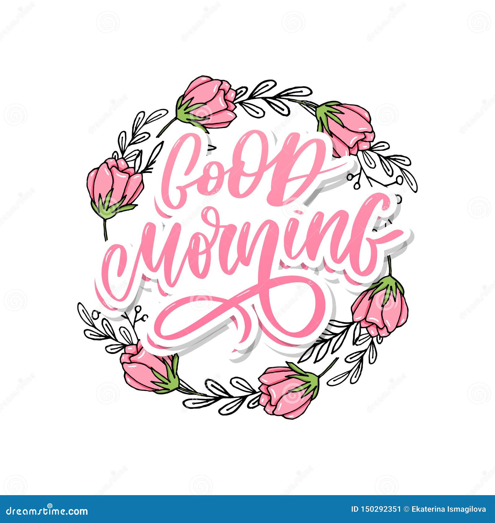 Good Morning Lettering Text Slogan Calligraphy Black Stock Illustration ...