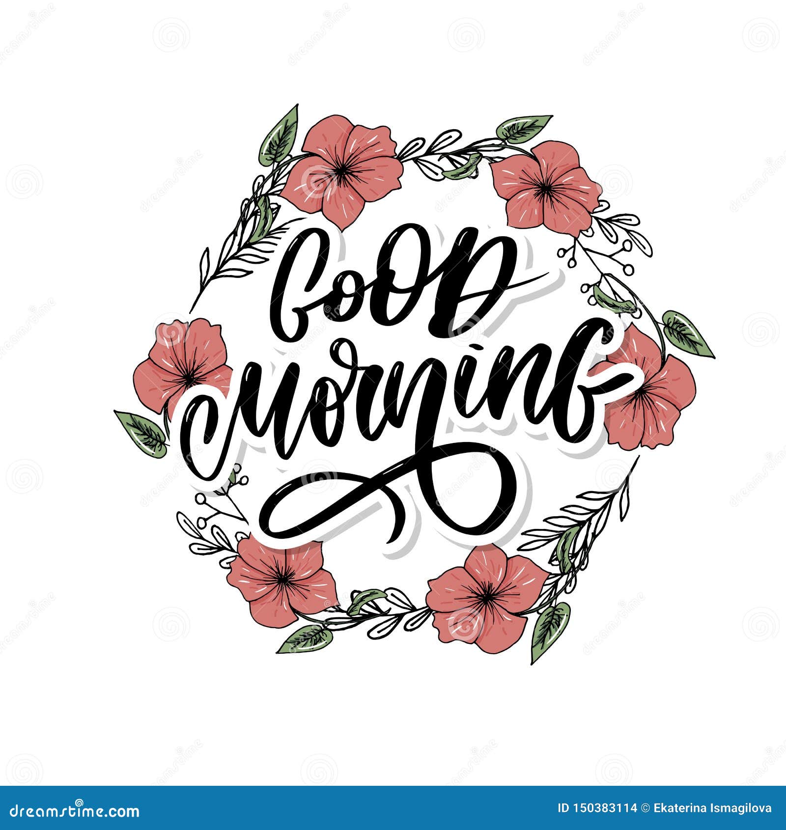 Good Morning Lettering Text Slogan Calligraphy Black Stock Illustration ...