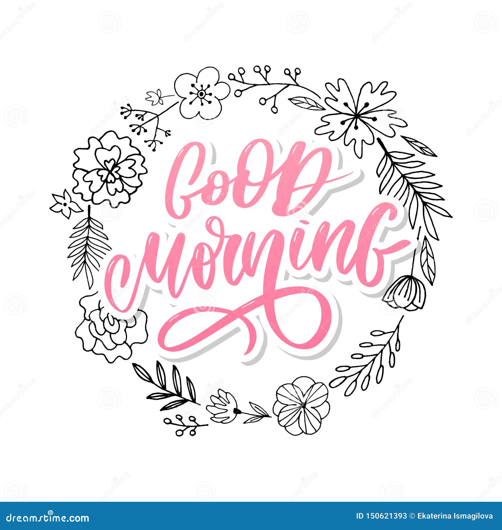 Good Morning Lettering Text Slogan Calligraphy Black Stock Image ...