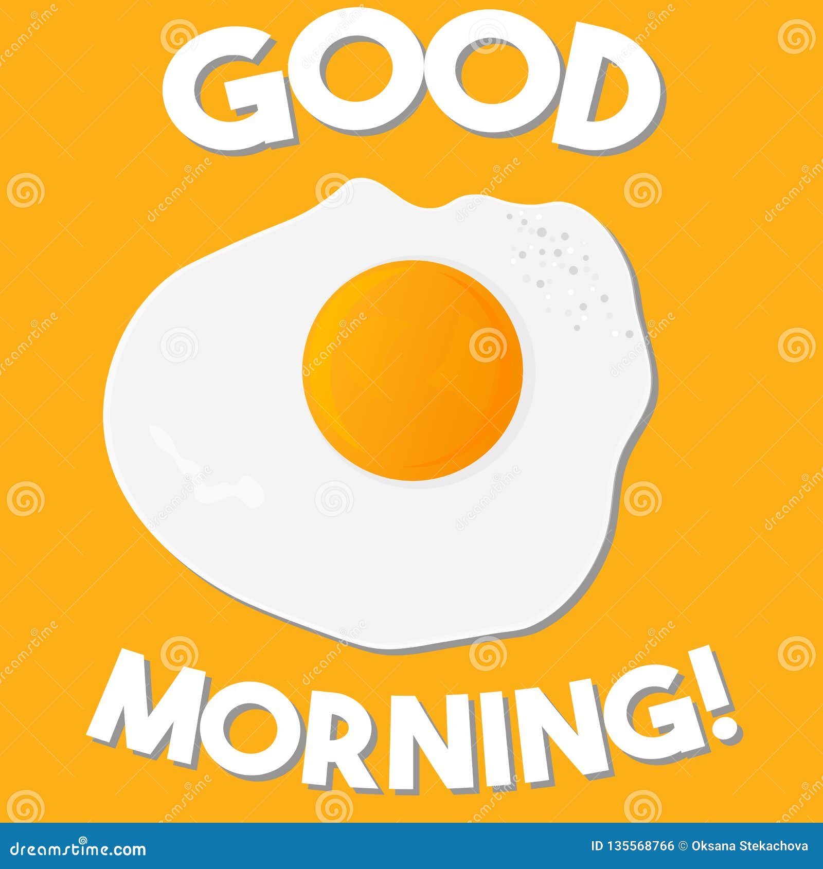 Good Morning Lettering Vector Illustration with Scrambled Eggs . Flat ...