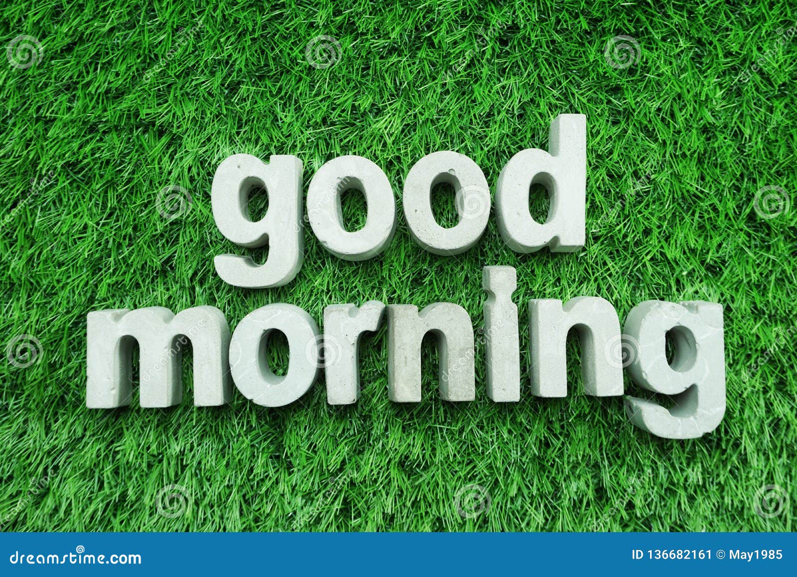 Good Morning Made from Concrete Alphabet on Green Grass Stock ...