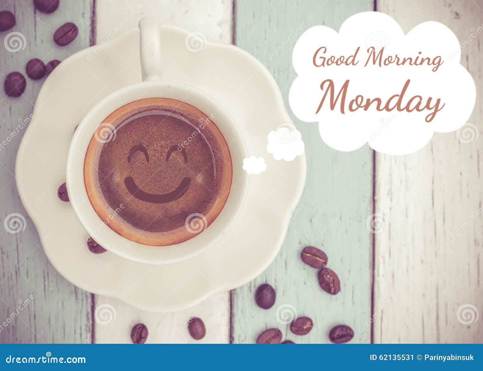Good Morning Monday with Coffee Cup Stock Image - Image of brown ...