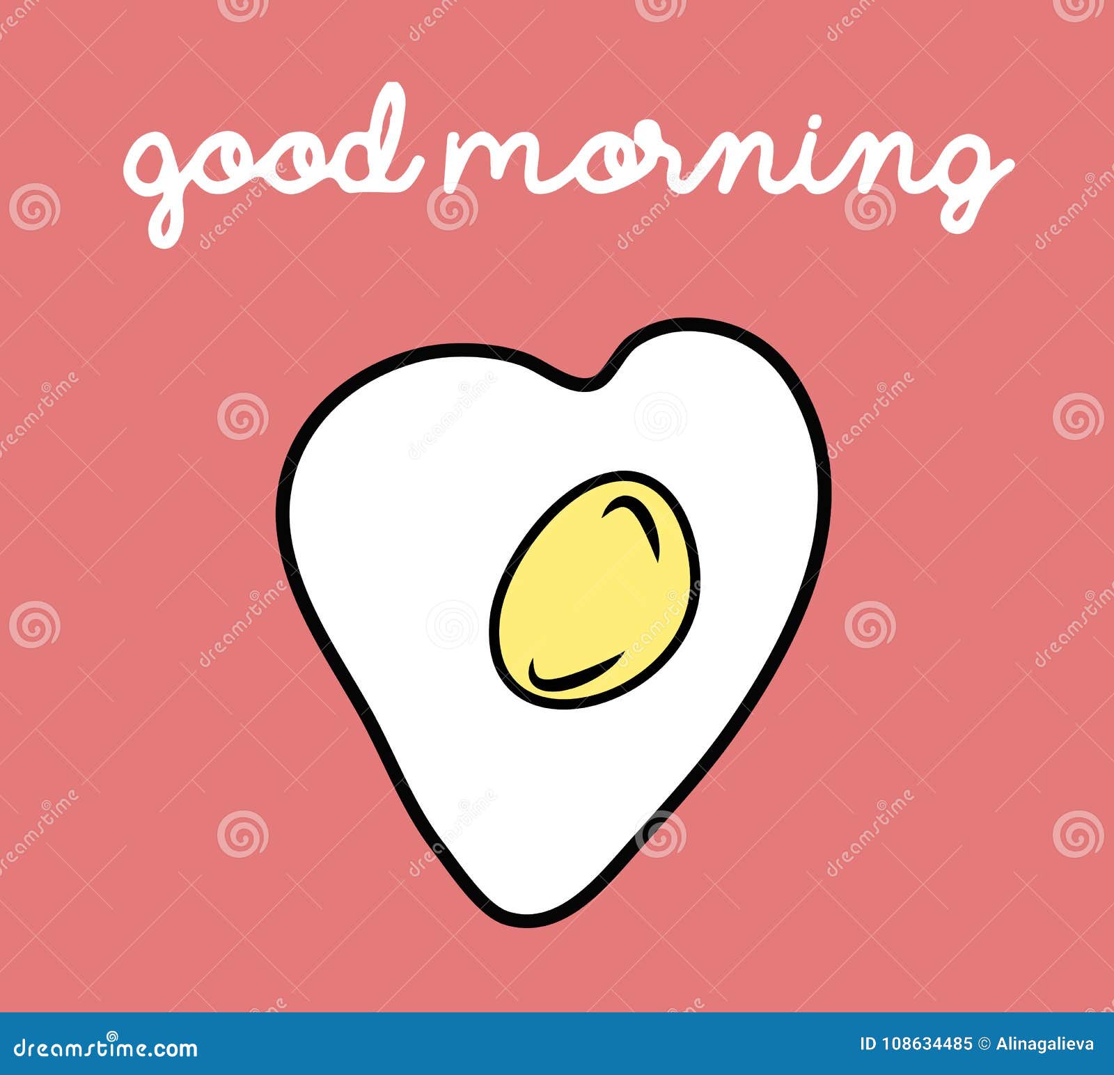 Good Morning Postcard with Scrambler Egg Heart Shape Stock Vector ...