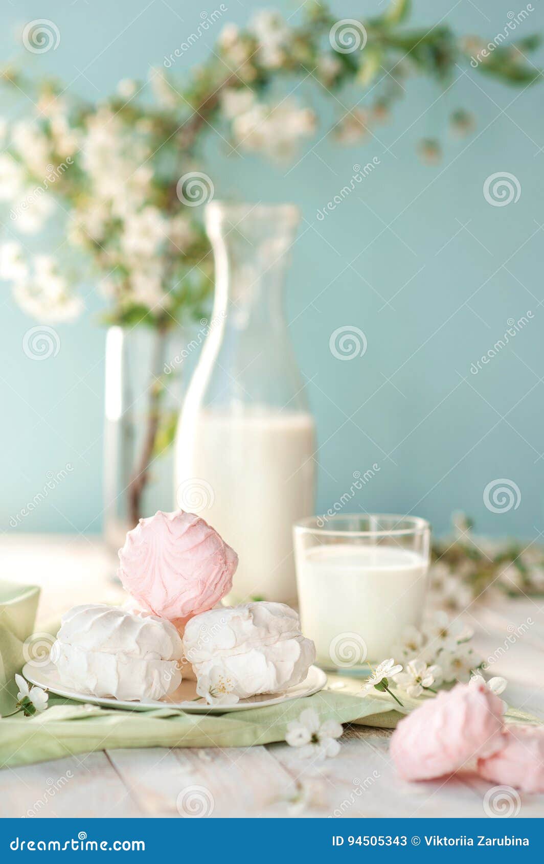 Good Morning Russian Marshmallow Or Zephyr With Bottle And Glass