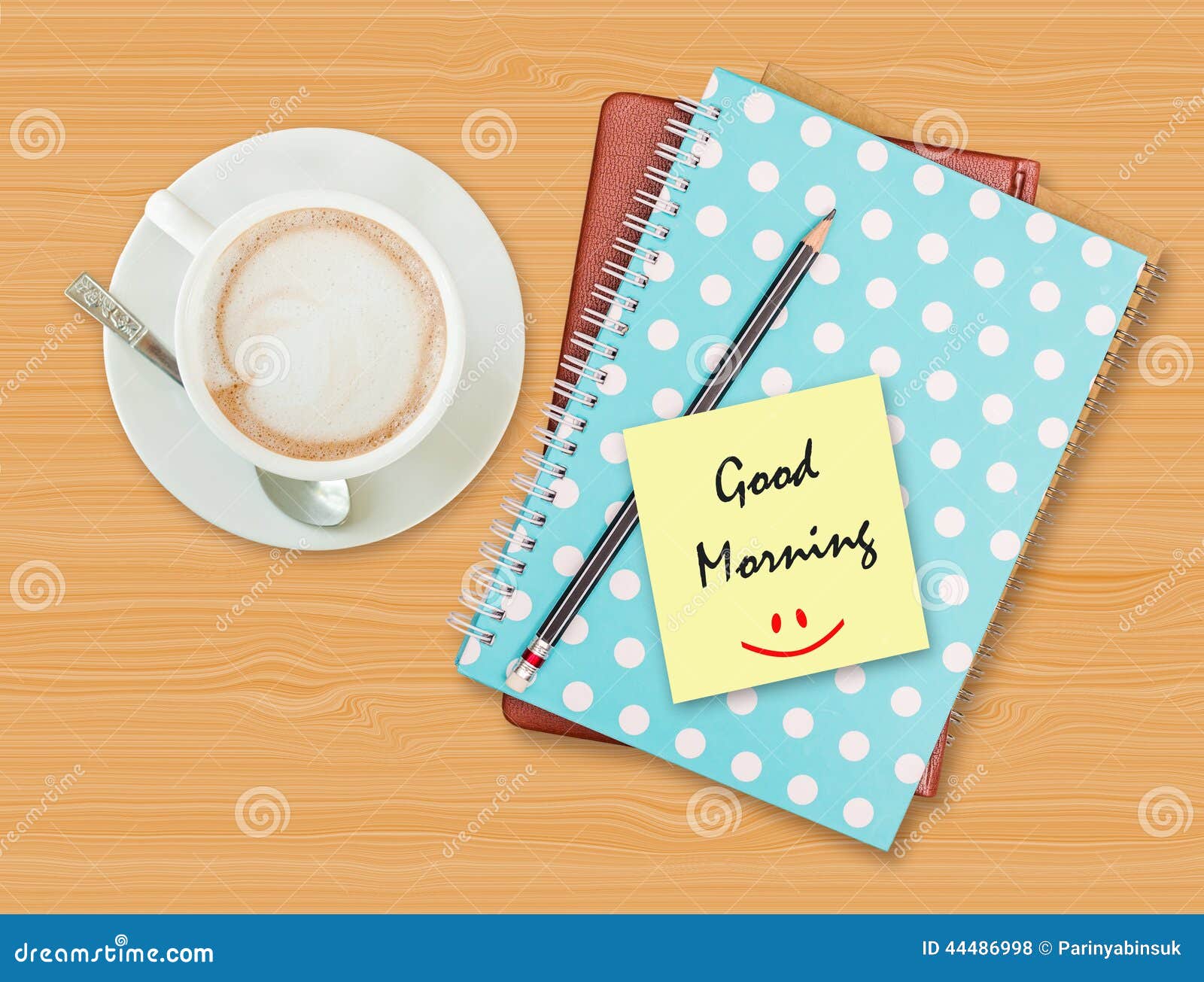 Good Morning and Smile on Blank Paper with Coffee Cup Stock Photo ...