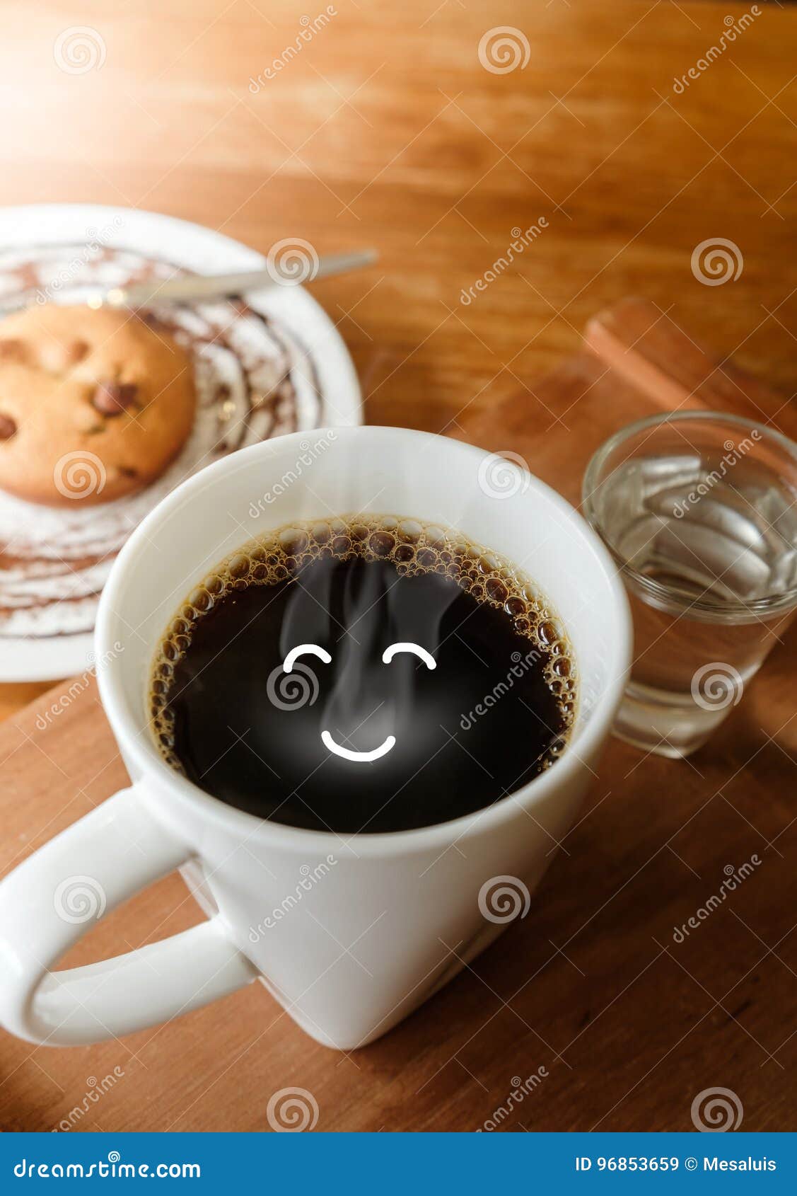 Good Morning Smile Coffee with Cookie and Water Stock Image ...