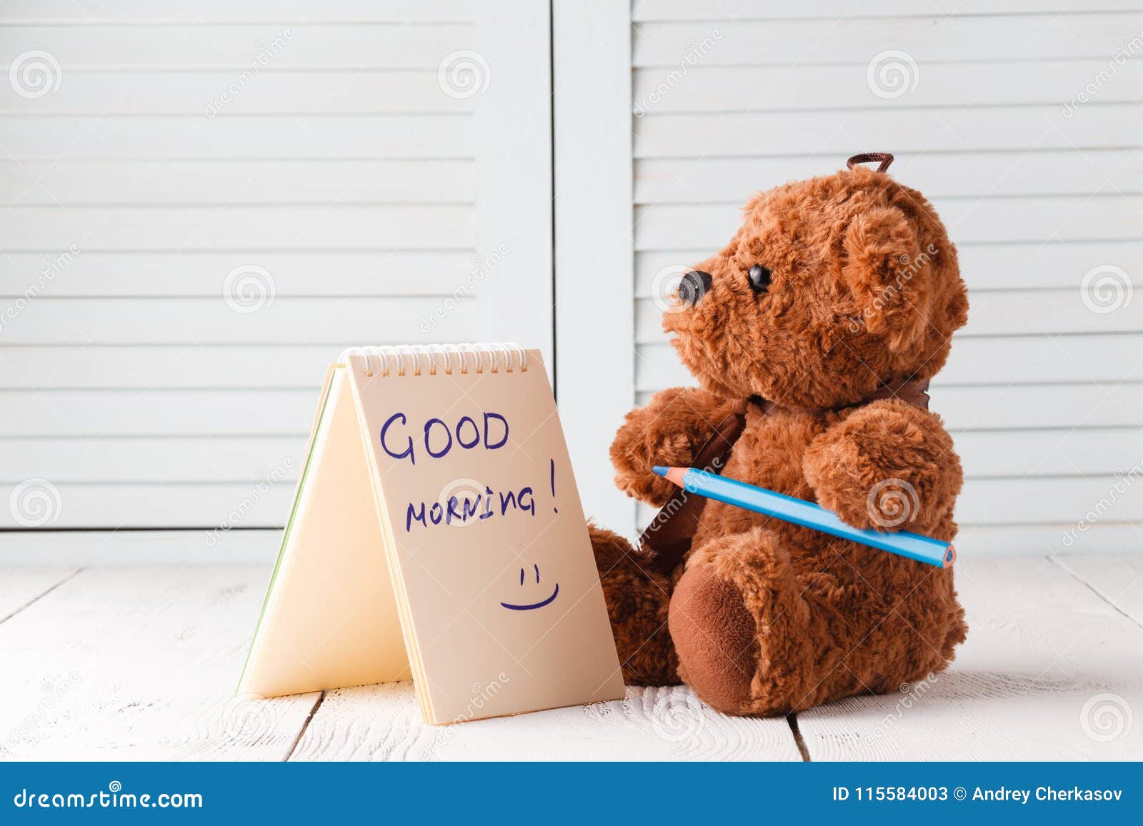 Good Morning with Teddy Bear Stock Image - Image of morning ...