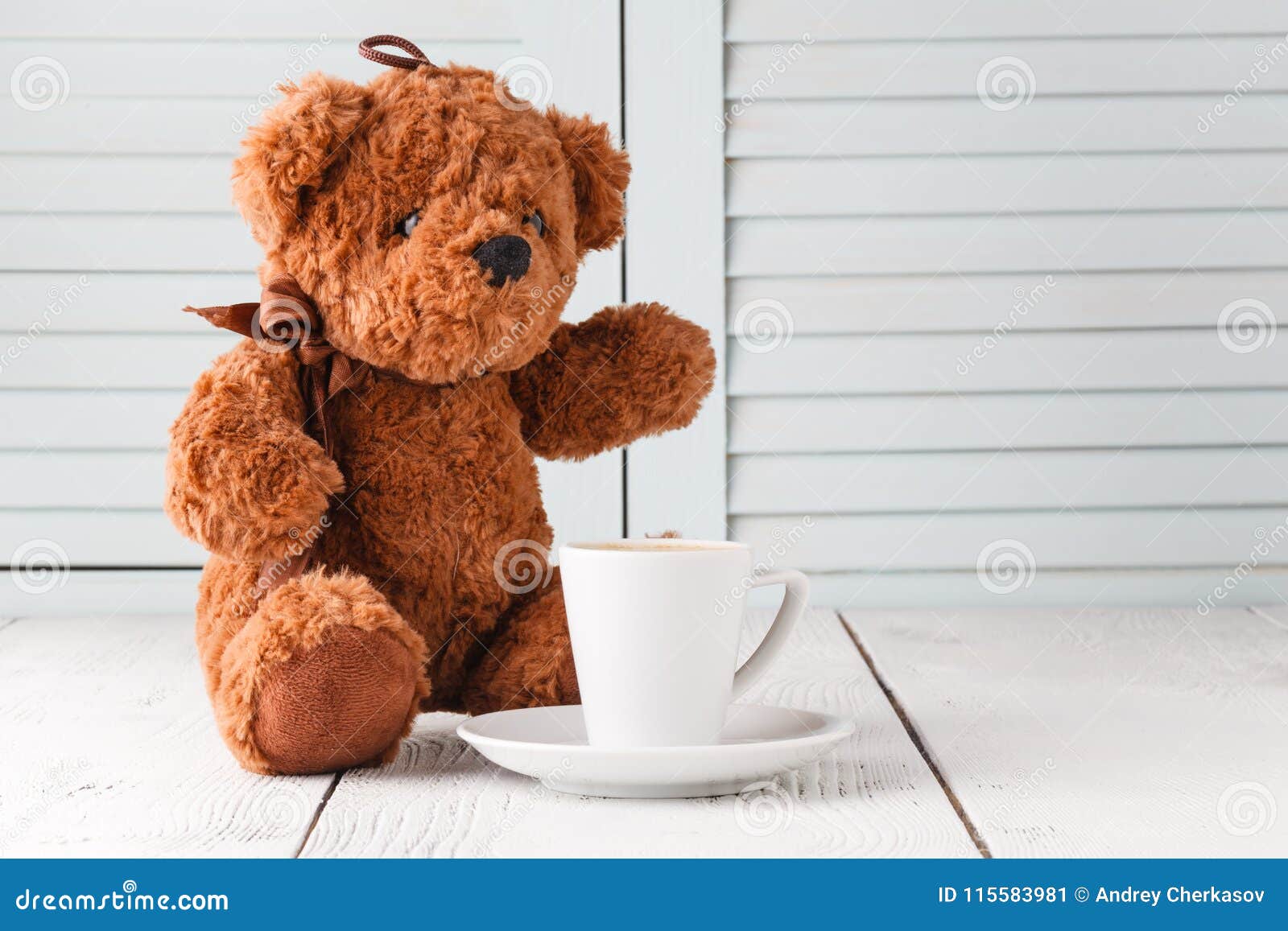 Good Morning with Teddy Bear Stock Image - Image of flower, retro ...