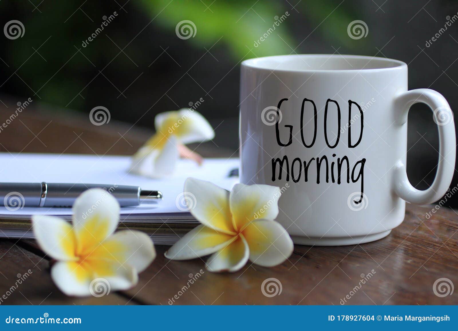 Good Morning Text Greeting on a Cup of Morning Coffee with Bali ...