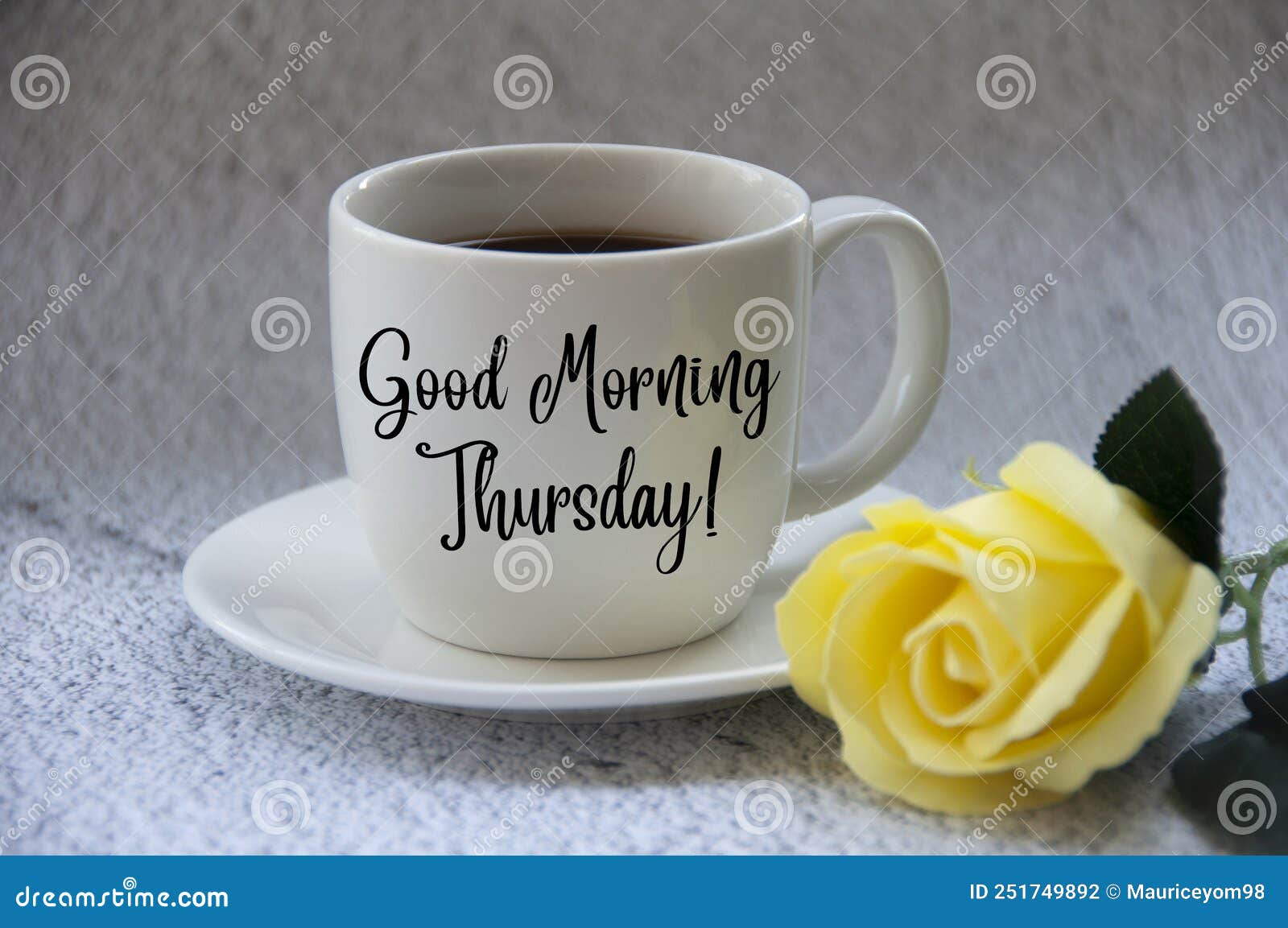 Good Morning Thursday Text on Coffee Cup Yellow Flower on Blurred ...