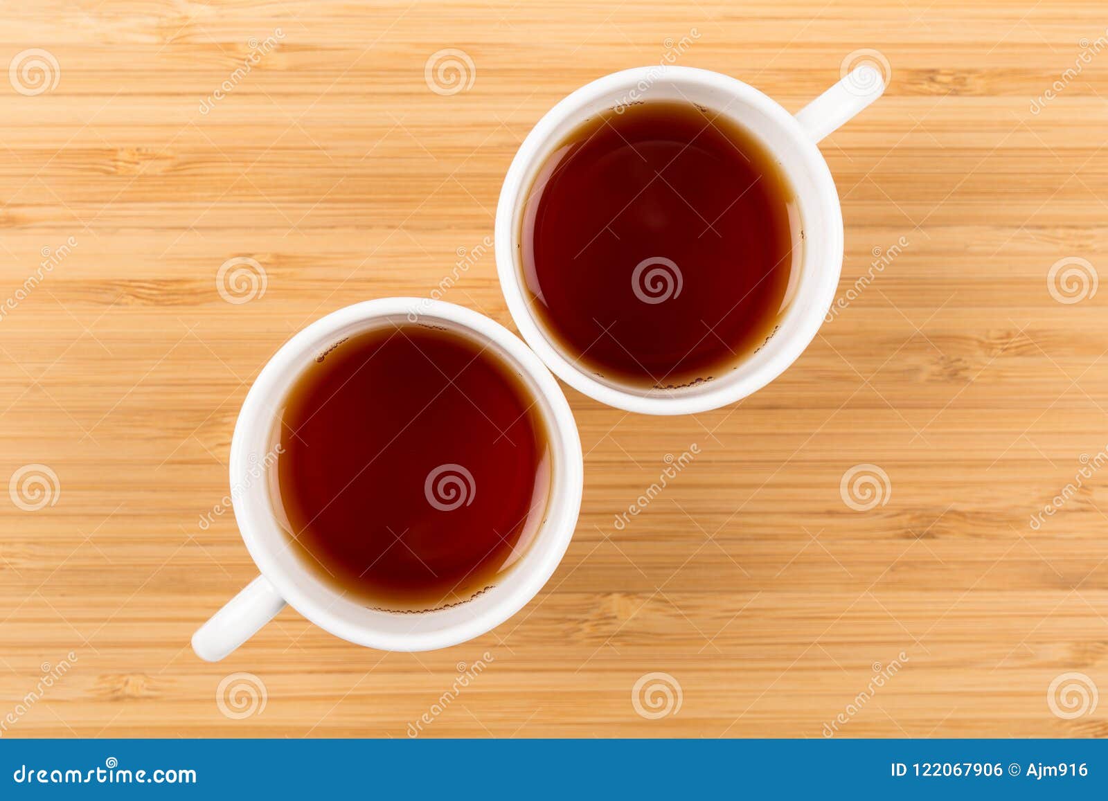 Good Morning, Two White Cups of Tea Isolated on a Wooden ...