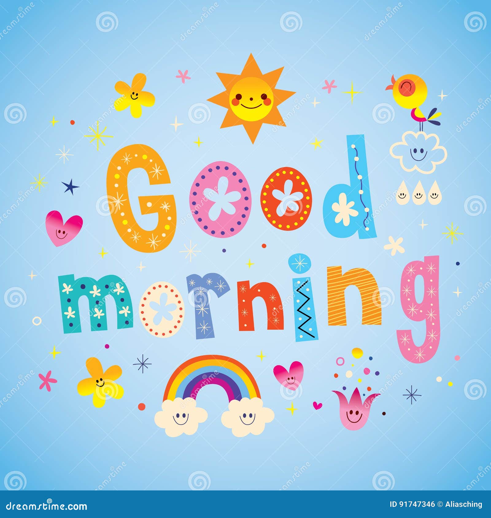 Good morning stock vector. Illustration of morning, phrase - 91747346