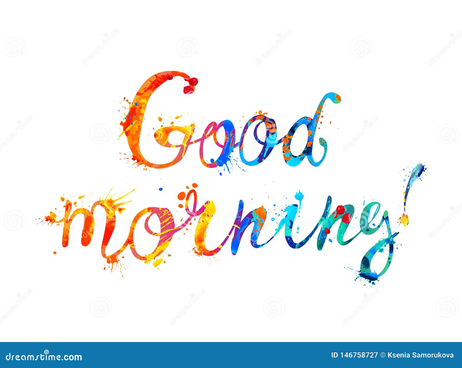 Good Morning. Calligraphic Inscription of Splash Paint Letters Stock