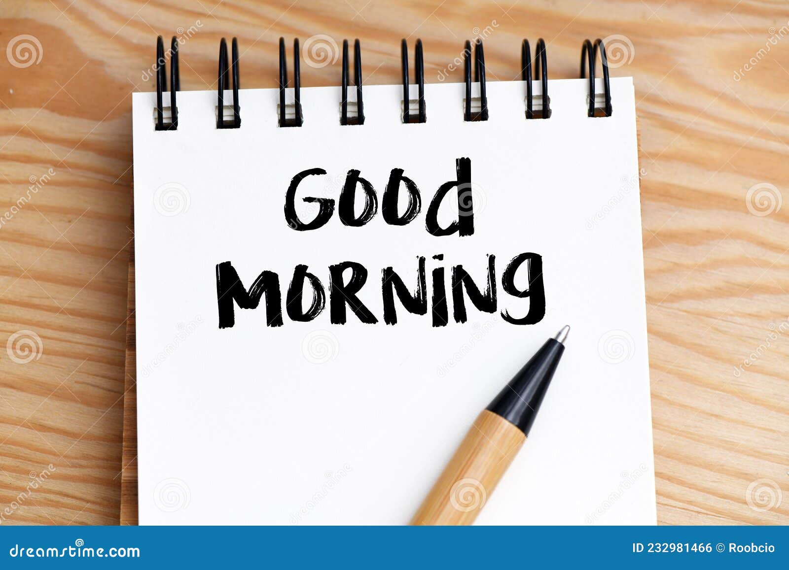 GOOD MORNING Words in an Office Notebook Stock Photo - Image of ...