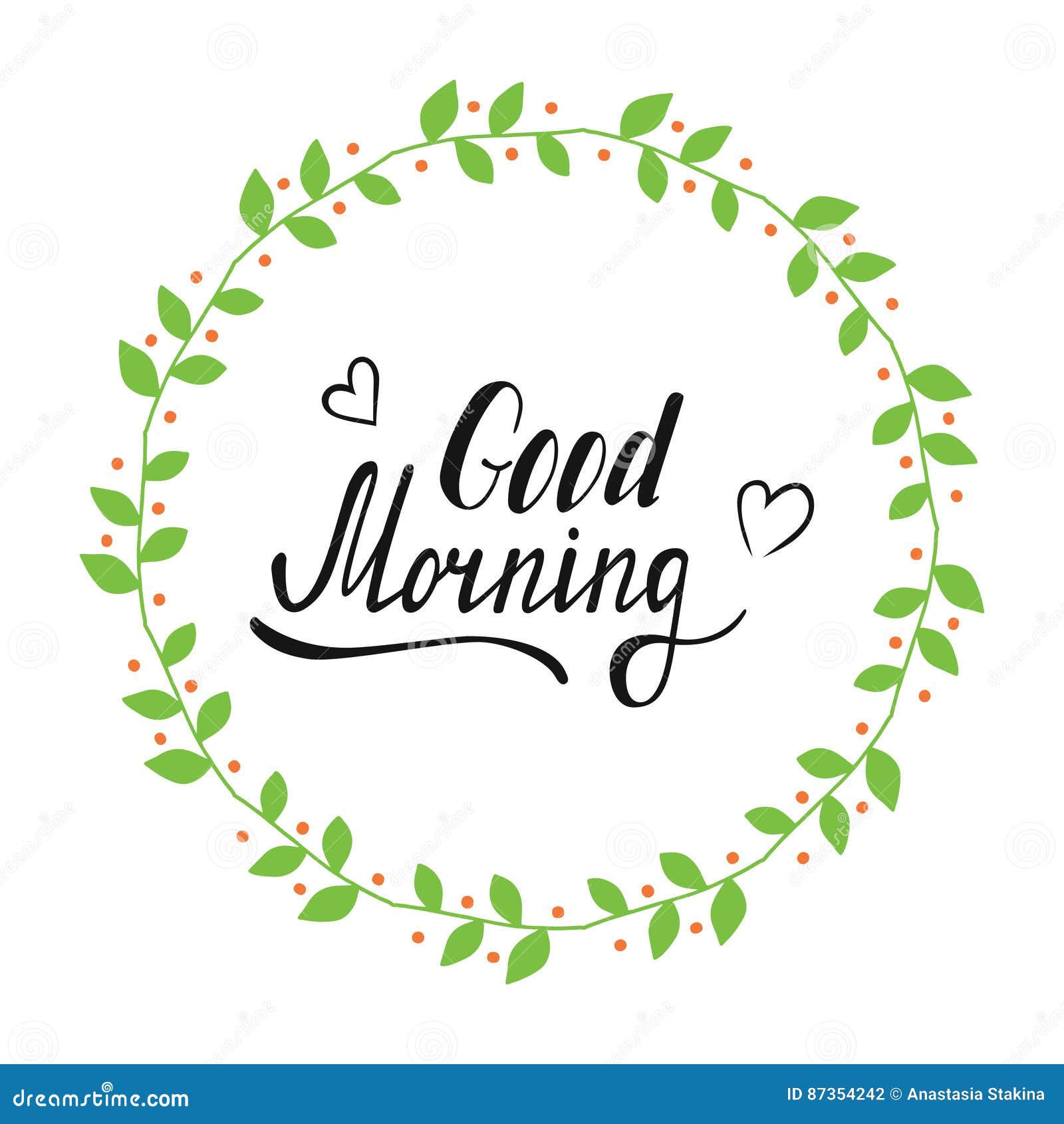 Good morning wreath color stock vector. Illustration of cute ...
