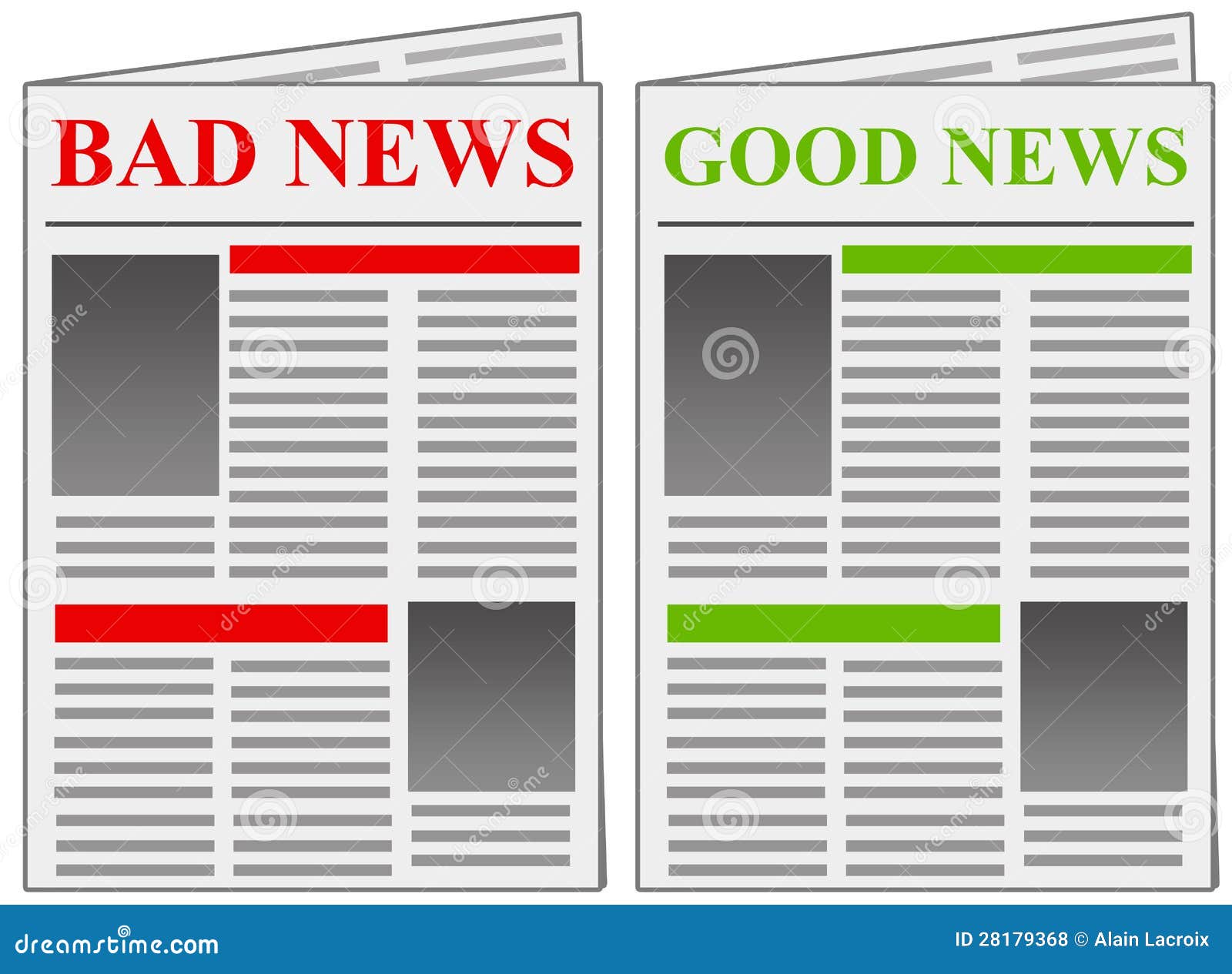 Good news bad news stock illustration. Image of headlines 