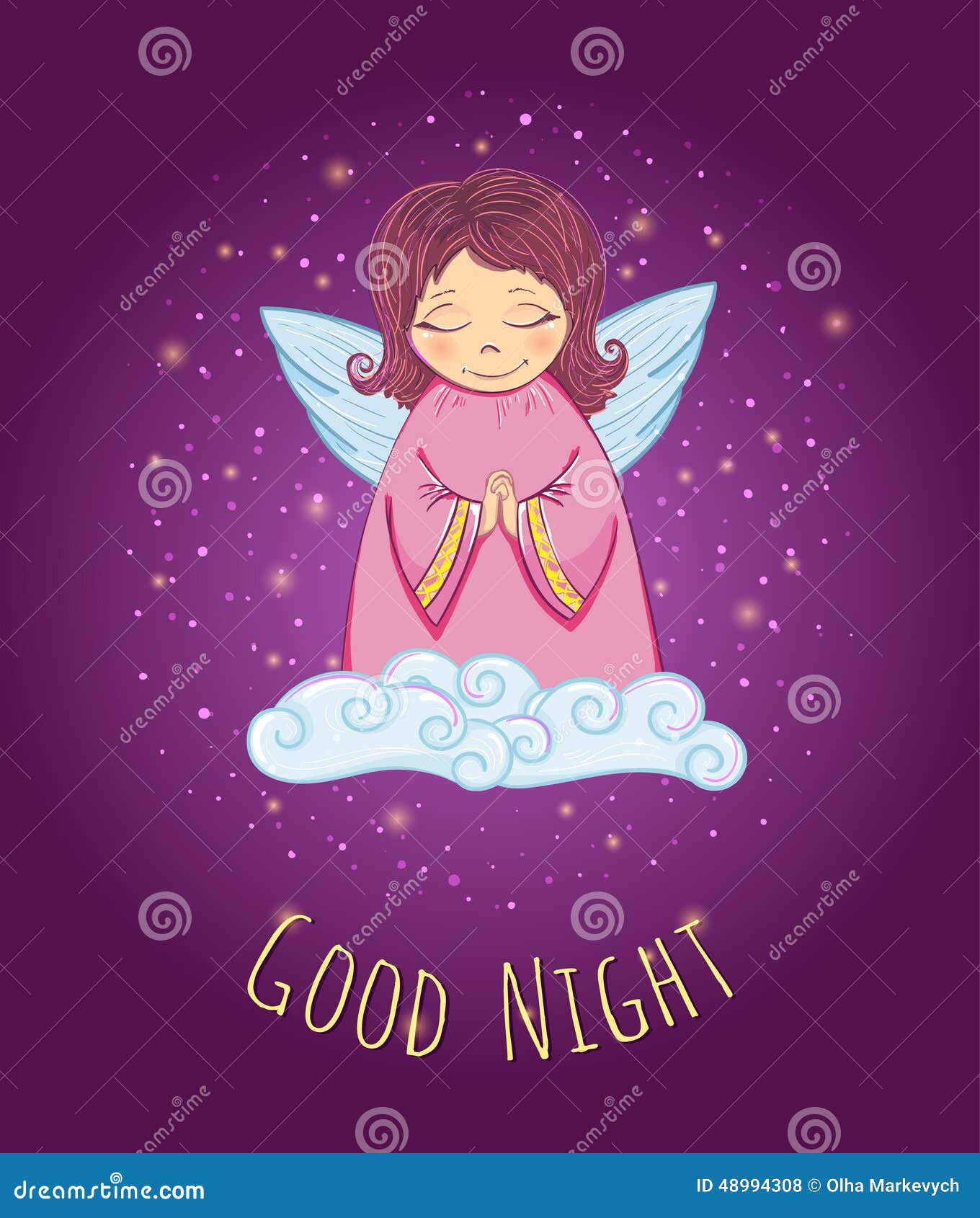 Good Night Angel stock vector. Illustration of fairy - 48994308