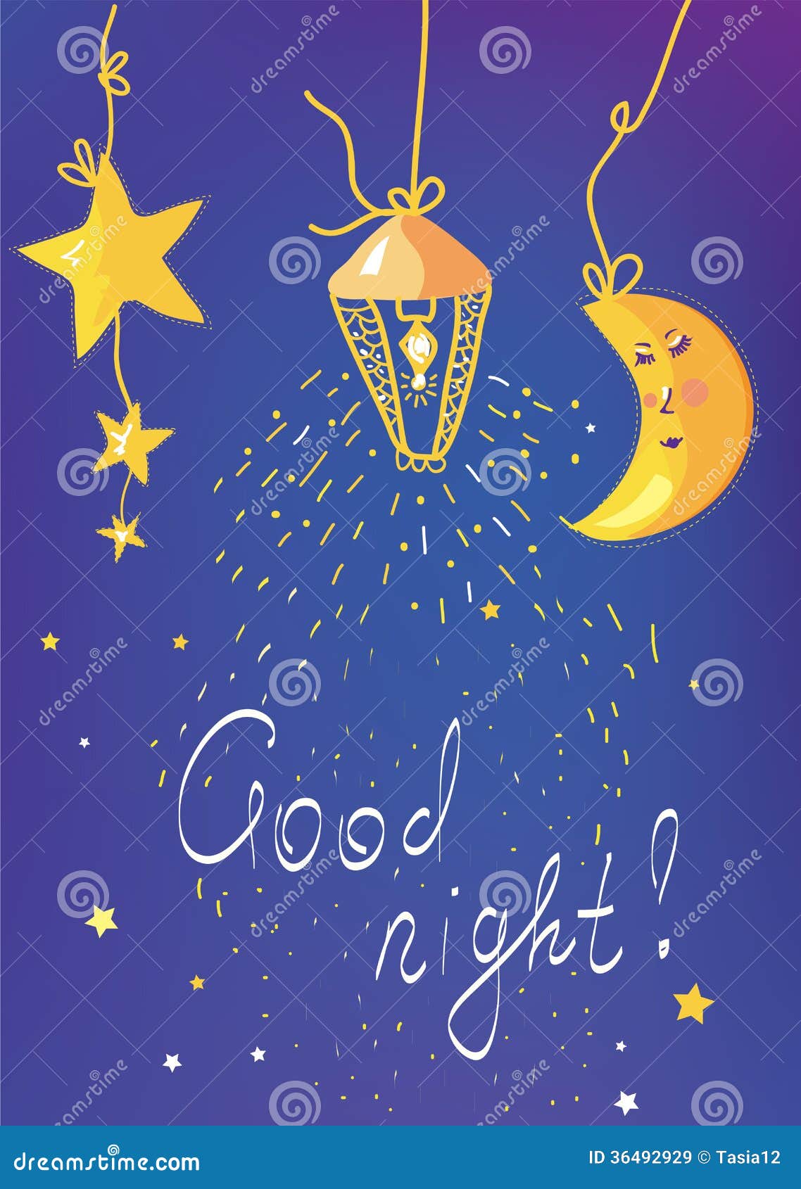 Good night banner and card stock vector. Illustration of funny ...