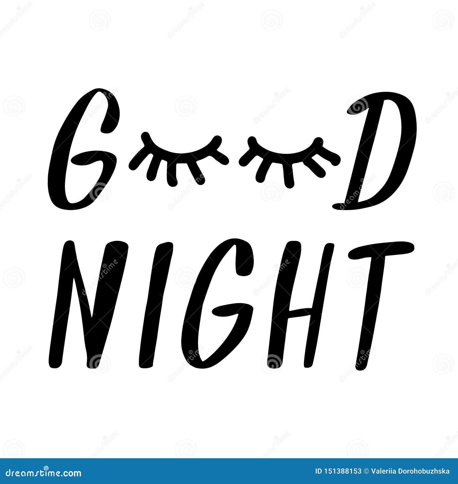 Good Night with Closed Eyes Isolated on White Background Stock Vector ...