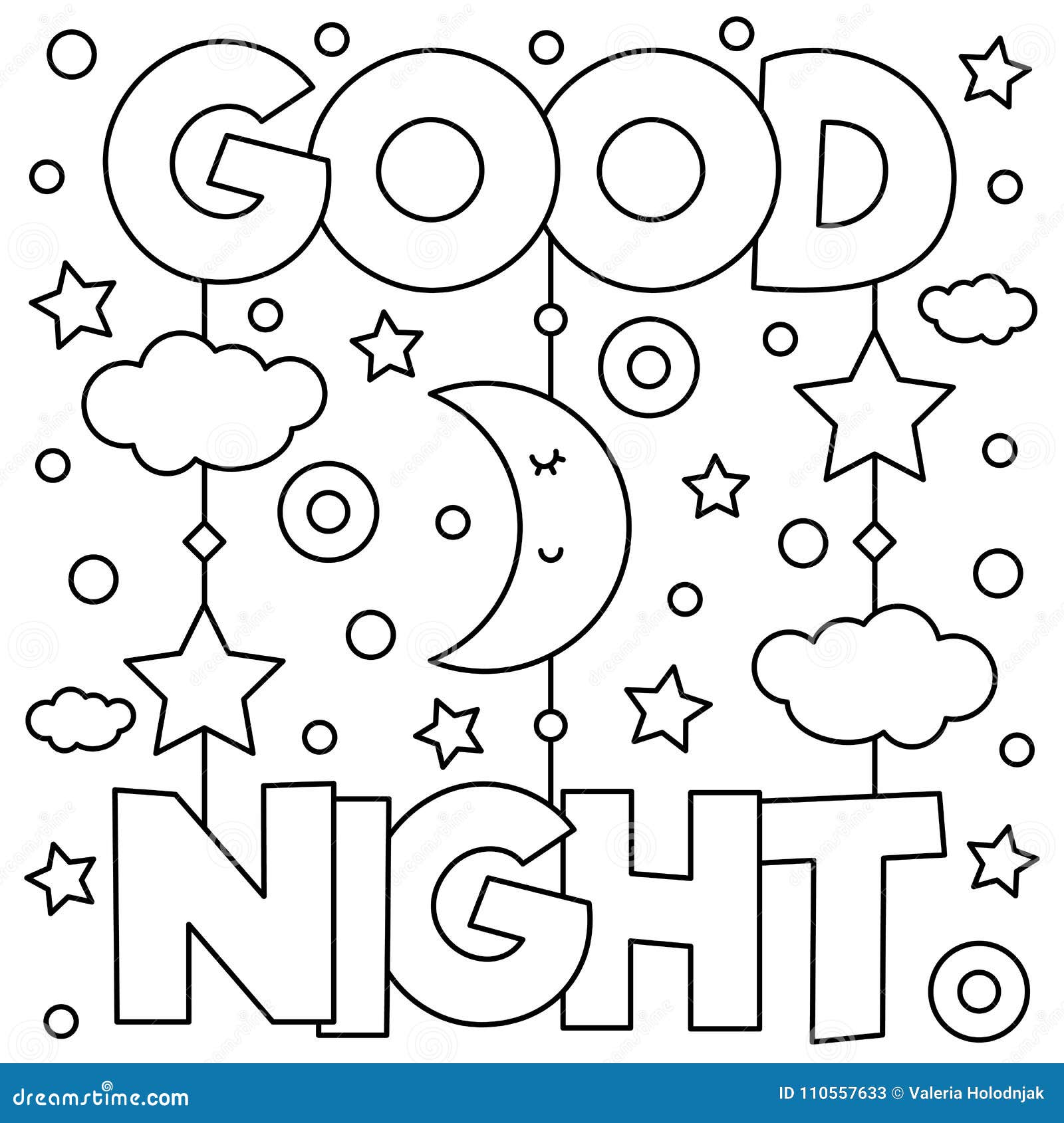 Download Good Night. Coloring Page. Vector Illustration. Stock Vector - Illustration of drawing, adult ...