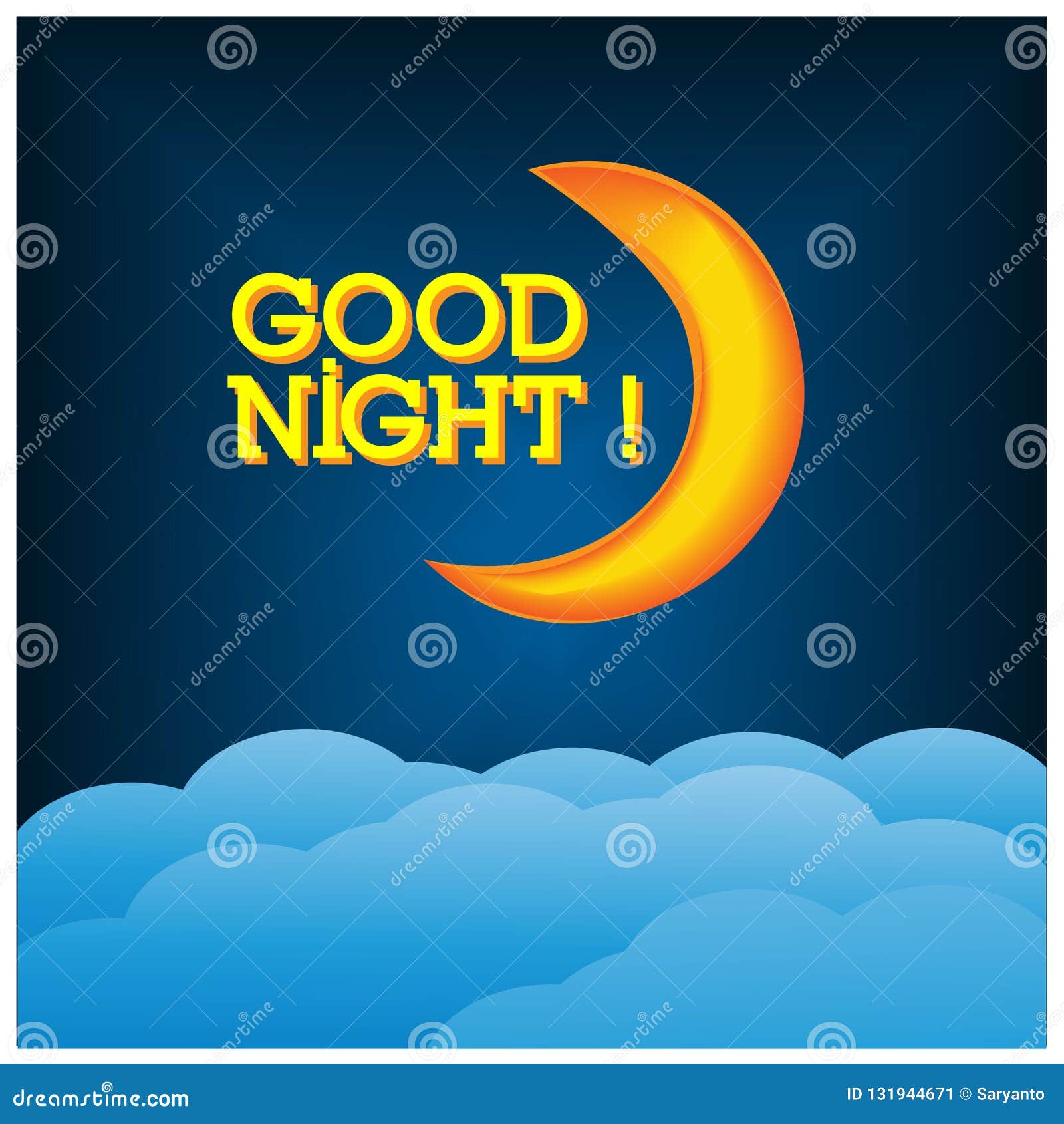 Good Night with Crescent Moon Illustration Vector Design Stock Vector ...