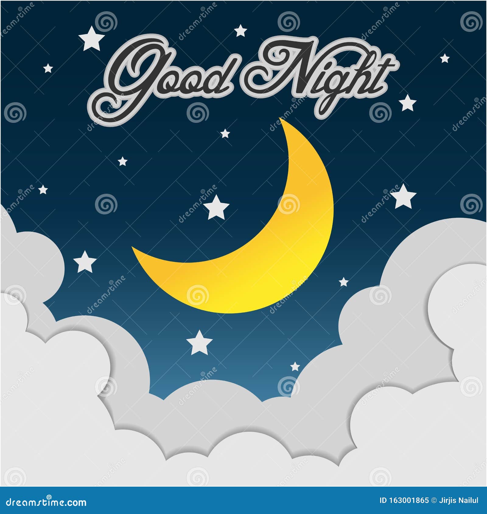 Good Night. Hand Drawn Typography Poster. Card Good Night Vector Image ...