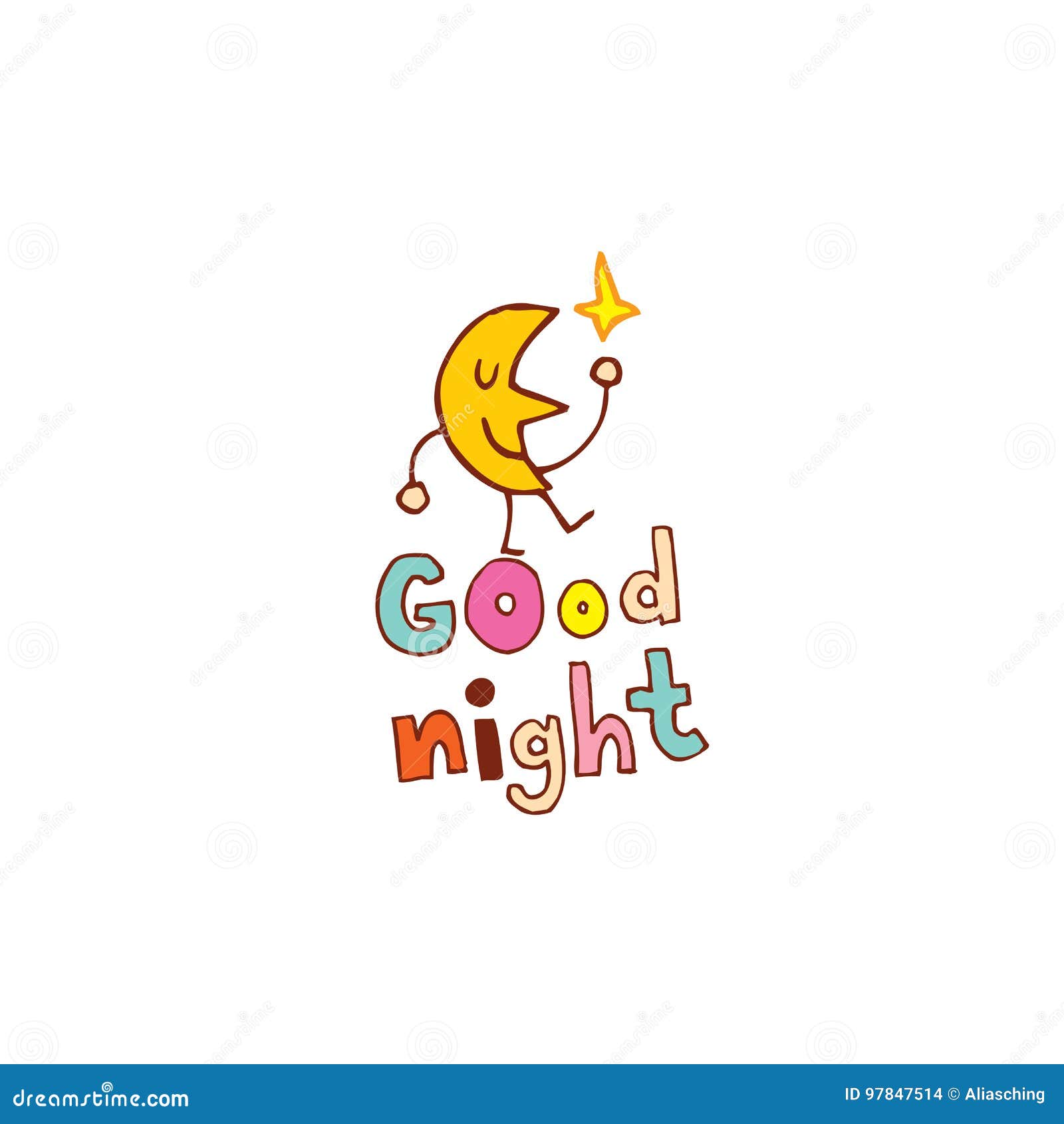 Good night stock vector. Illustration of lettering, baby - 97847514