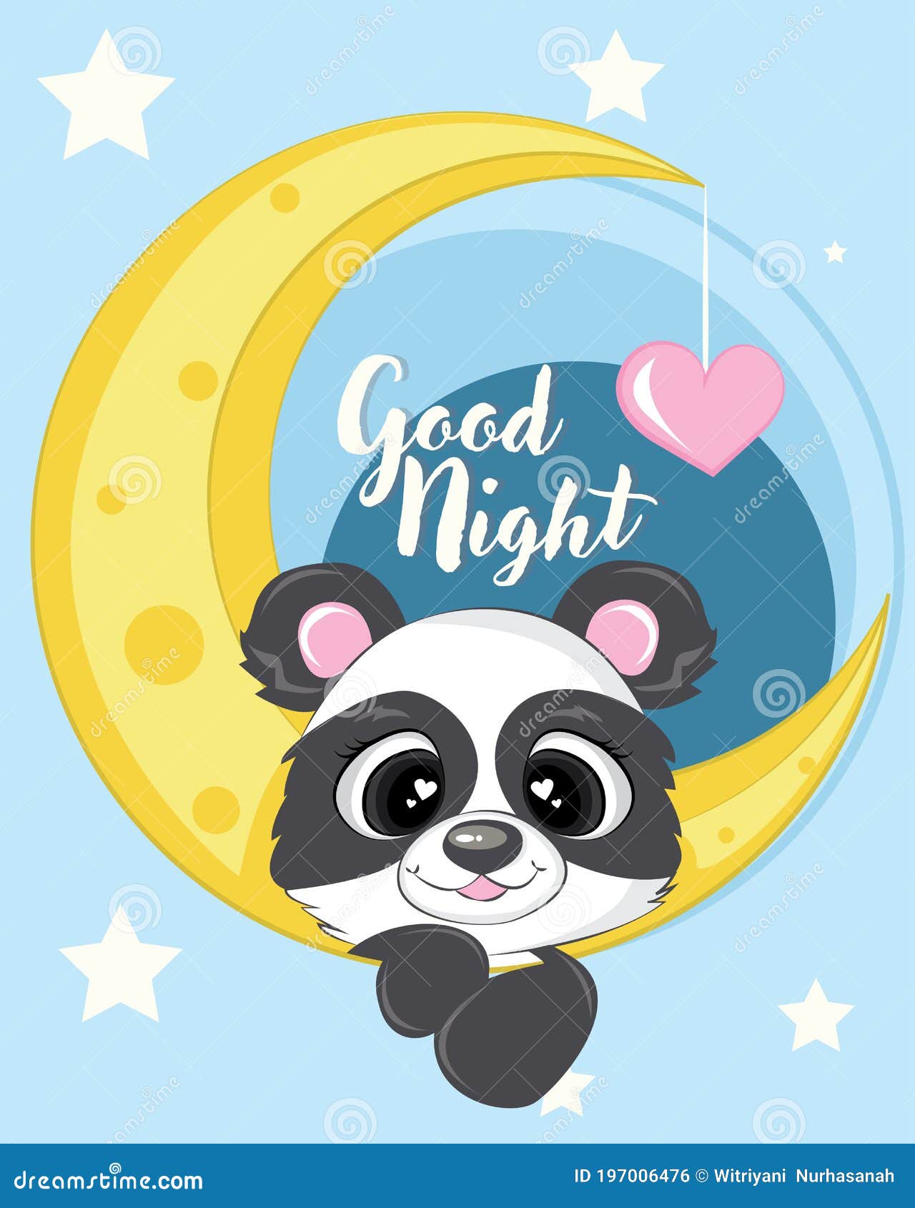 Good Night Panda Illustration Vector for Print Design. Birthday Card ...