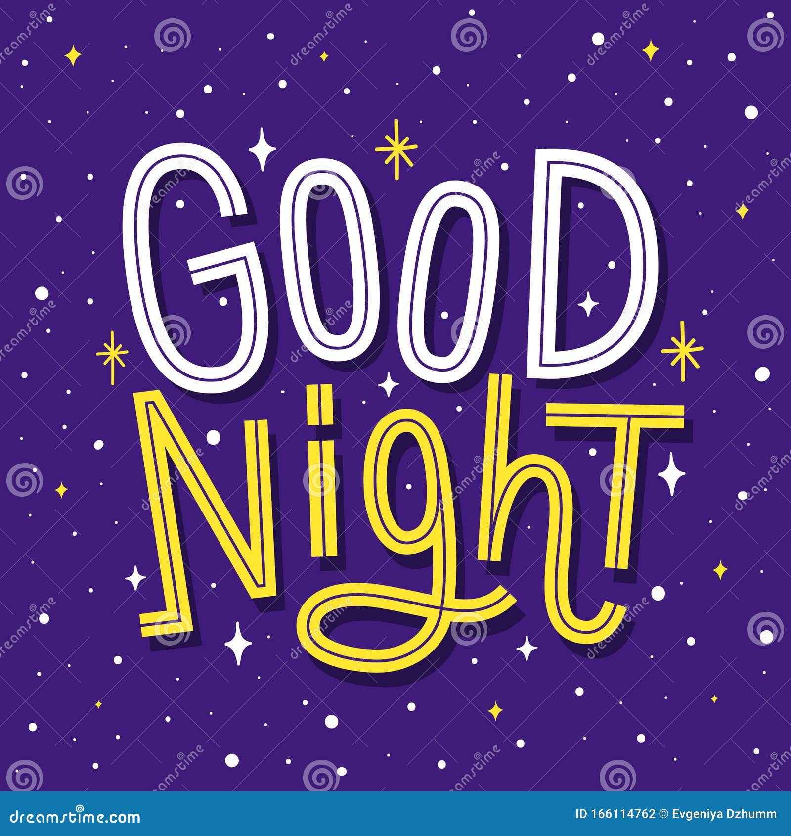 Good Night Phrase on the Night Sky with Stars. Funny Inscription in  Childish Cartoon Style. Stock Vector - Illustration of dream, night:  166114762