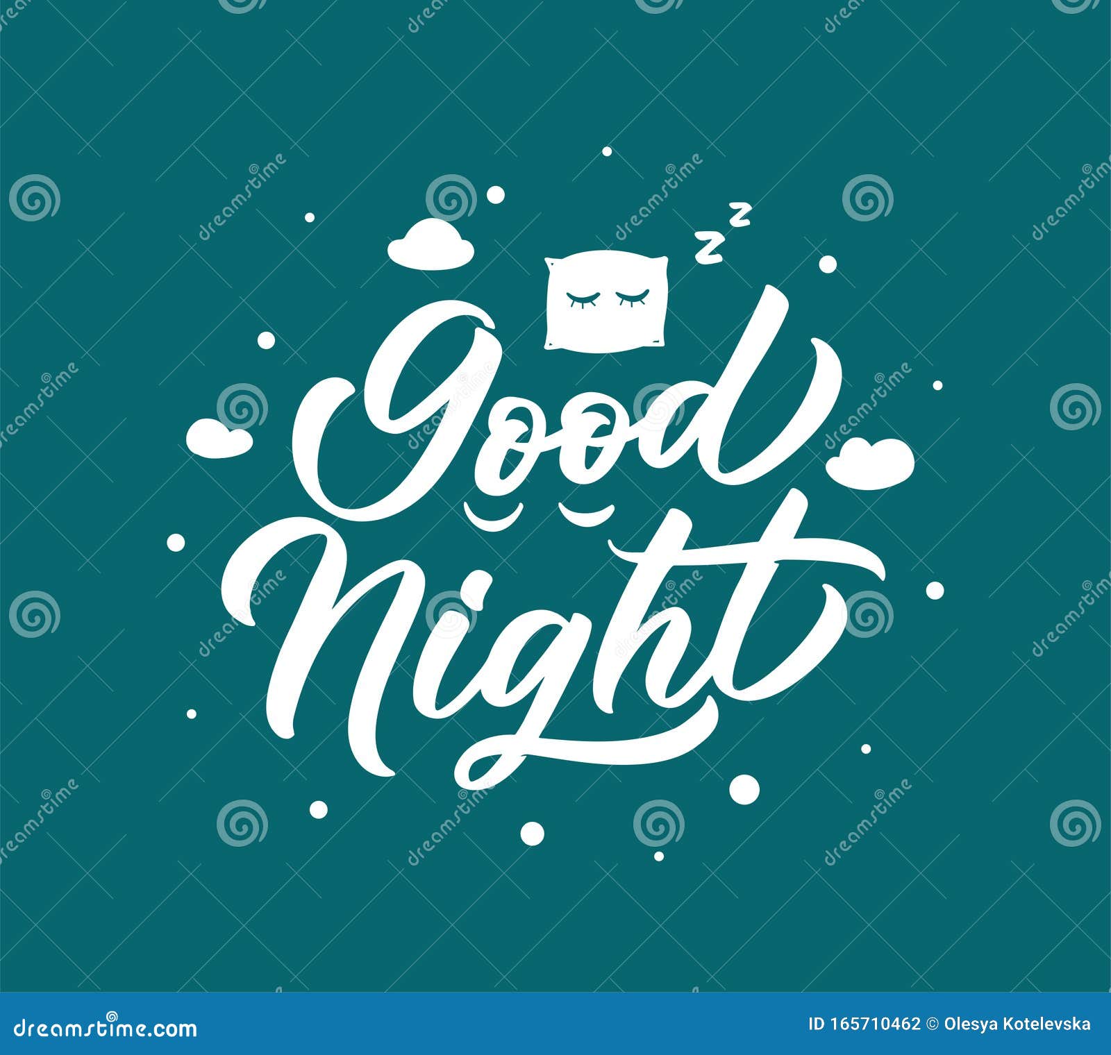 Good Night, Sleep Lettering Phrase. Hand Drawn Composition for Your ...