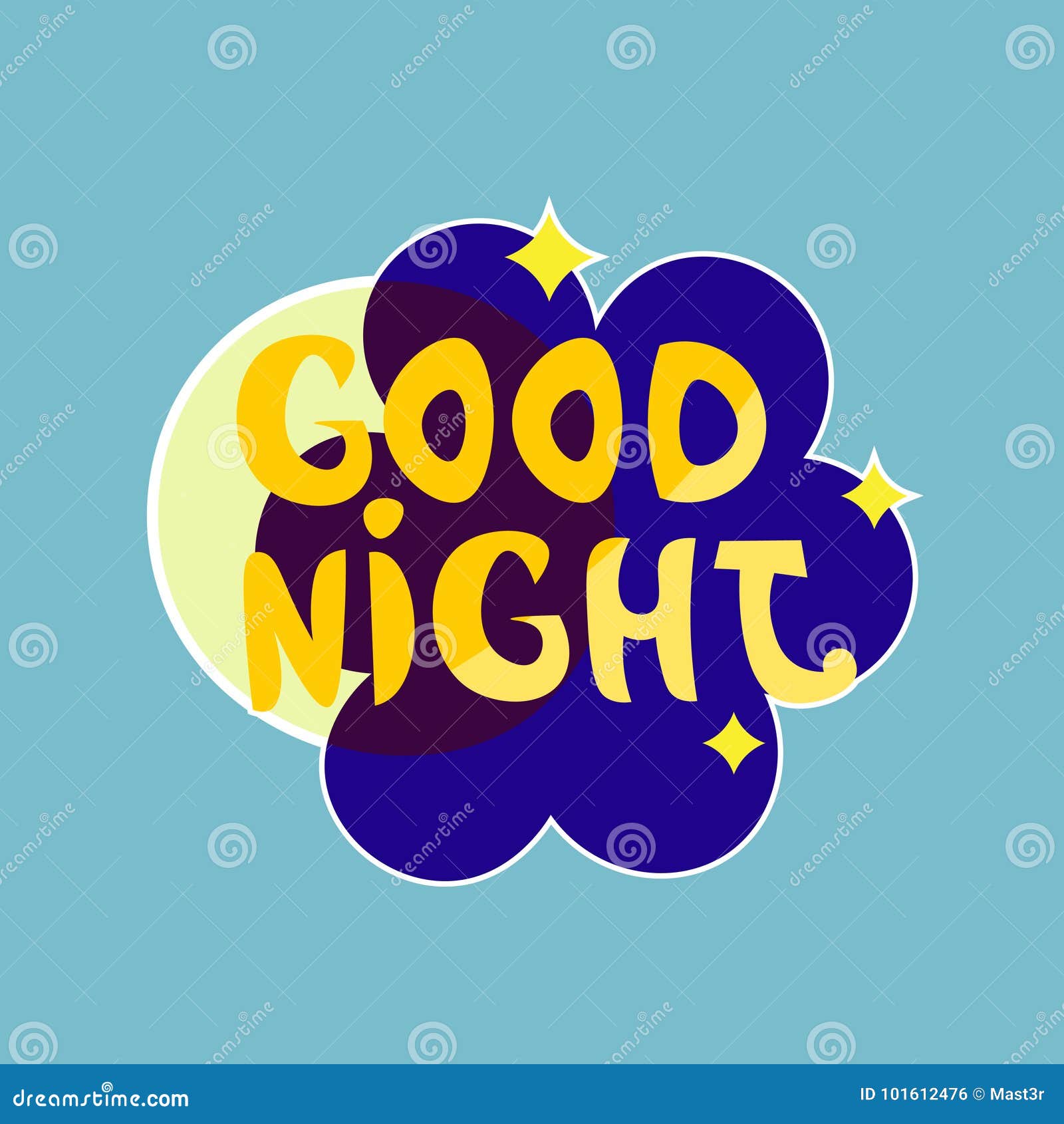 Good Night Sticker Social Media Network Message Badges Design Stock ...