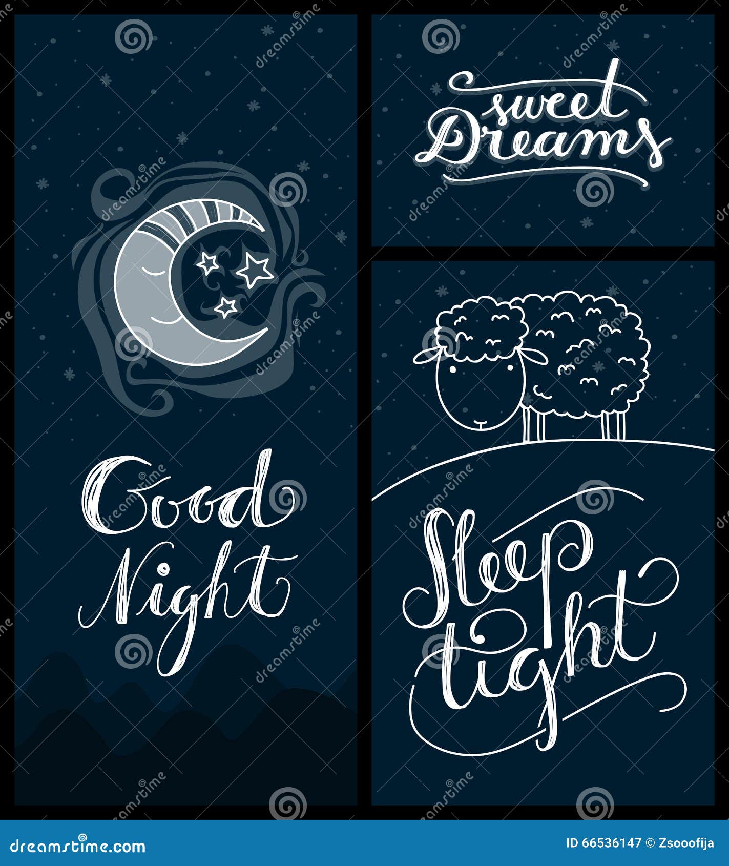 Good Night, Sweet Dreams, Sleep Tight Banners Stock Vector ...