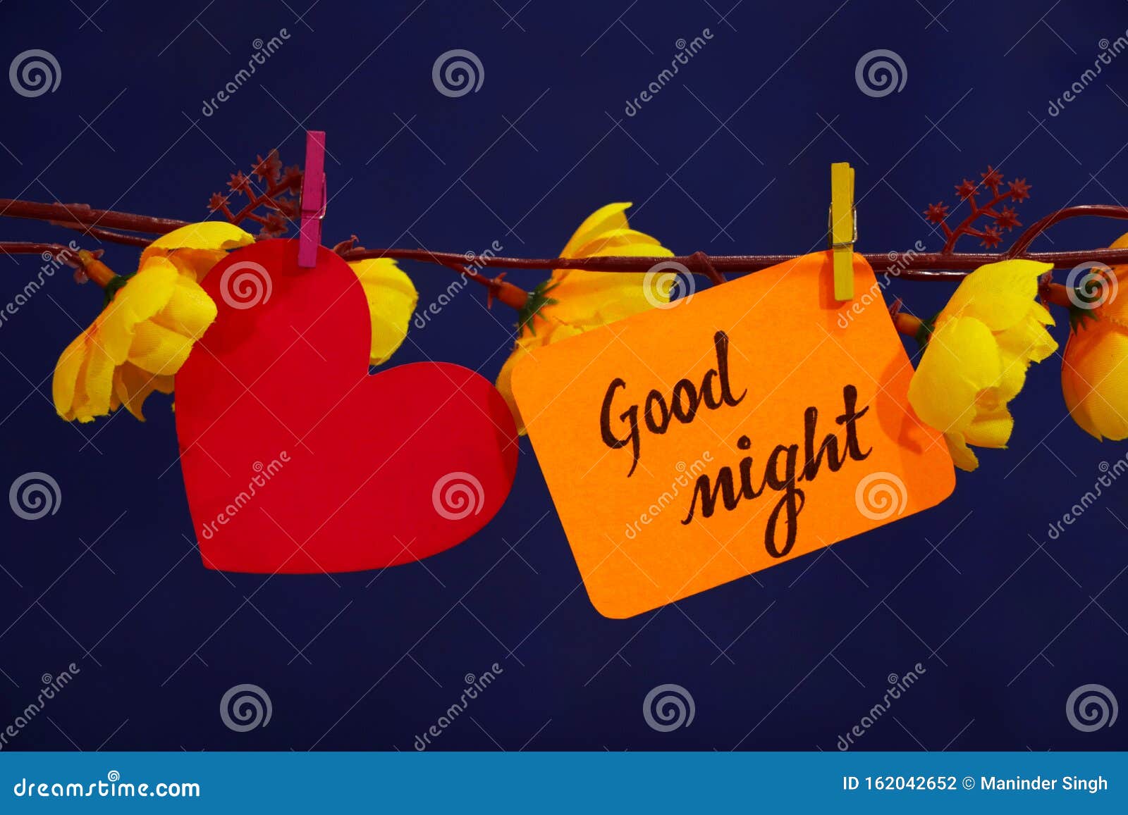 Good Night Text, Heart Sign. Stock Photo - Image of save, heart ...