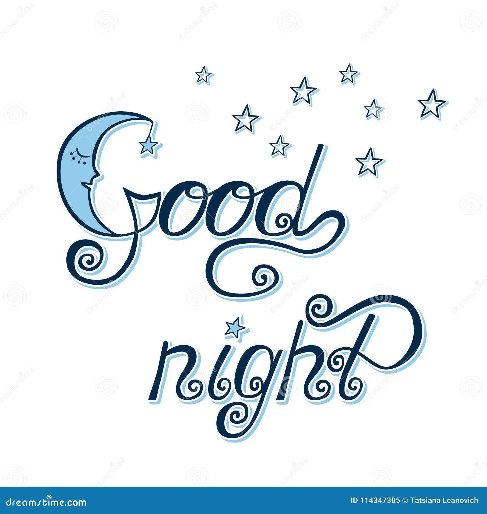 Good Night Word Written in Calligraphy Style. Stock Vector ...