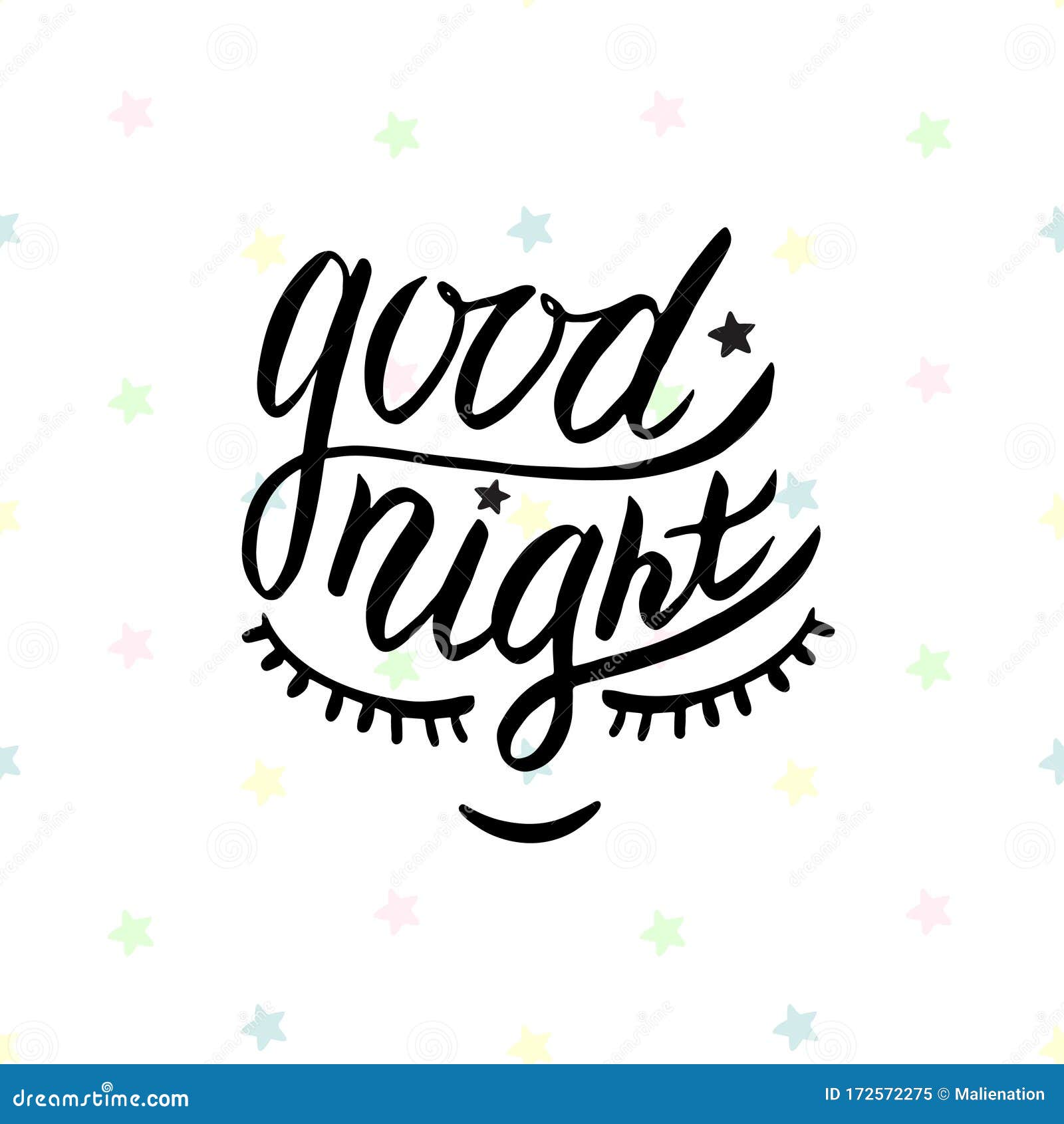 Good Night Word Written in Calligraphy Style. Handwritten Script ...