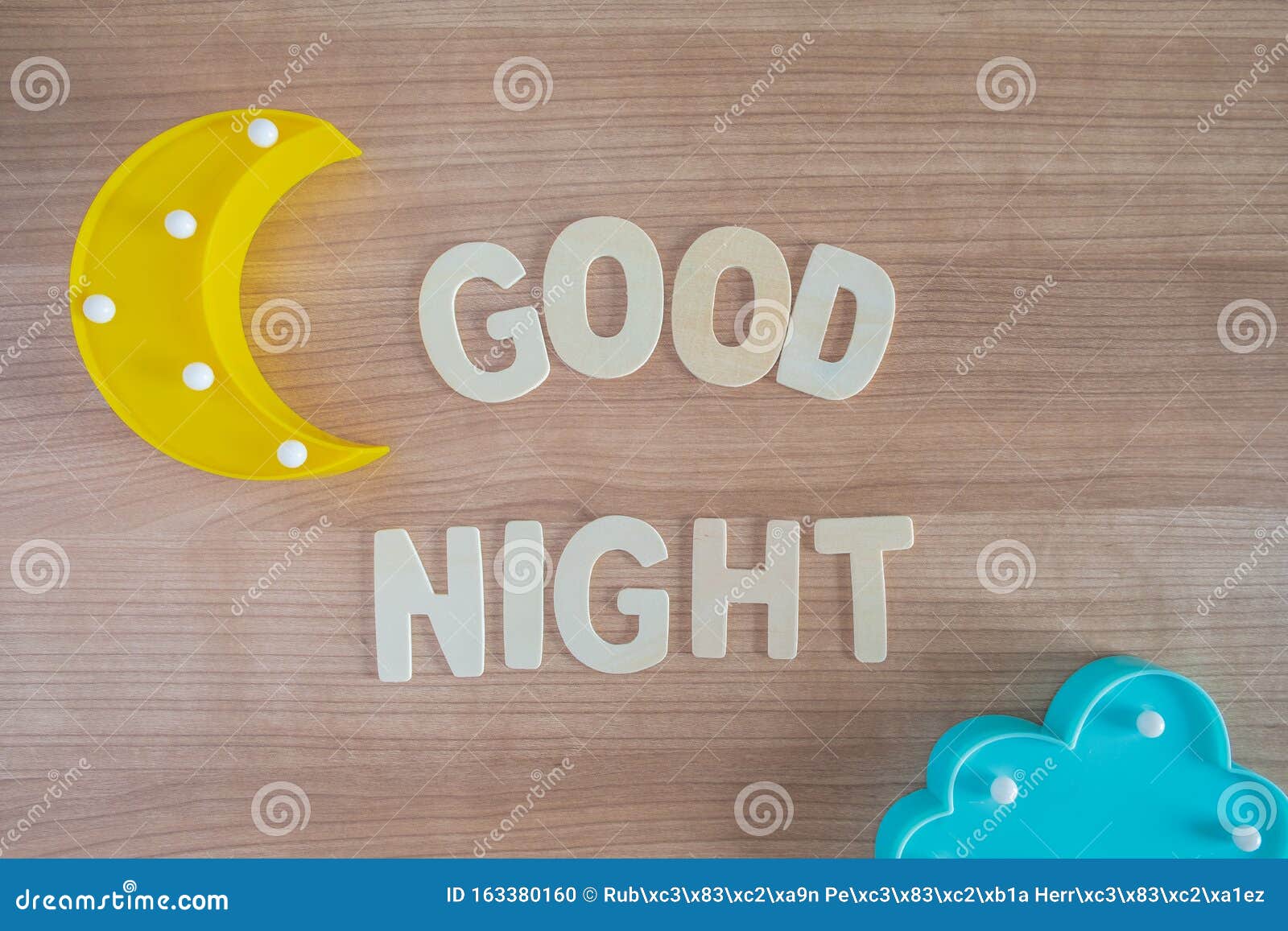 Good Night Words with Wood Letters Over Wood Background Stock Photo ...