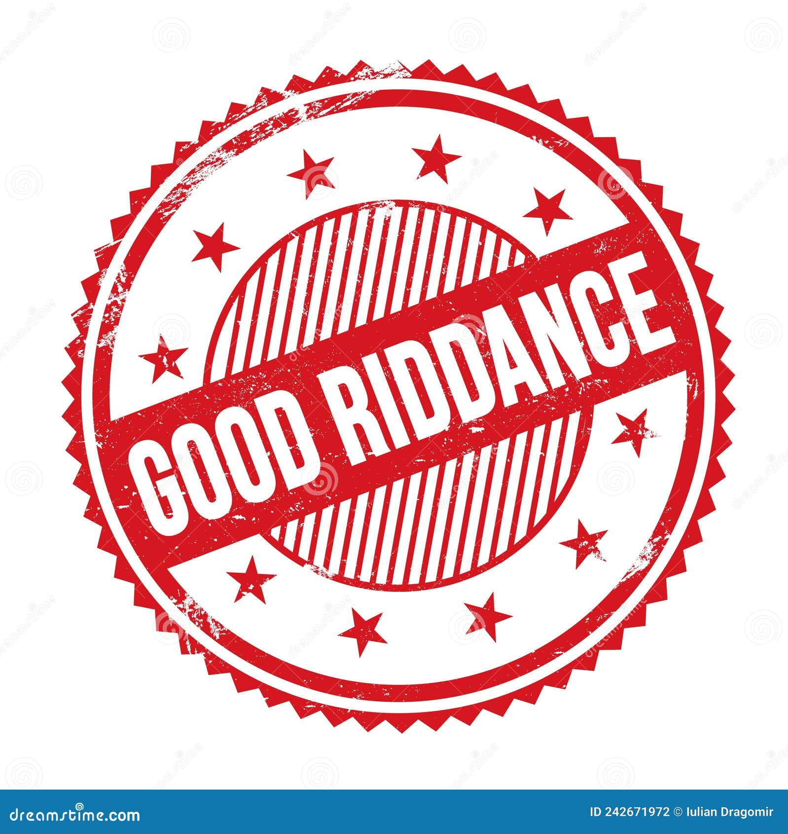 GOOD RIDDANCE Text Written on Red Grungy Round Stamp Stock Illustration