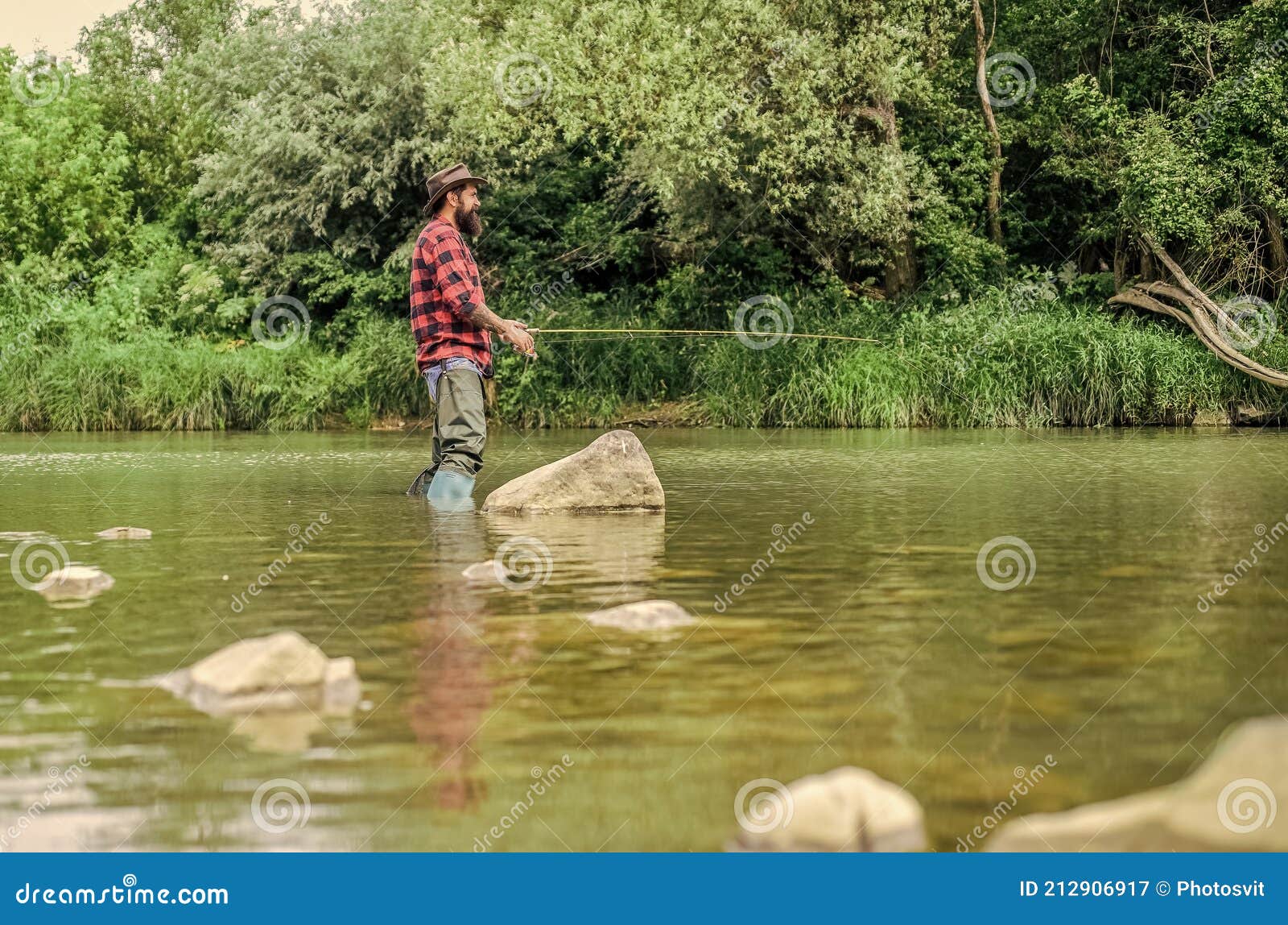 good things come to those who bait. fisherman with fishing rod. bearded fisher. hobby and sport activity. pothunter