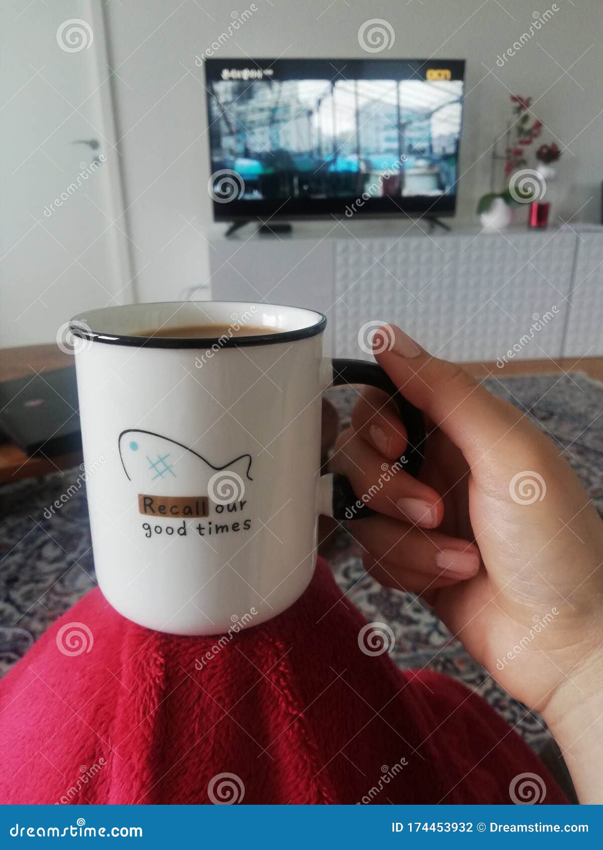Good times with coffee stock photo. Image of television 174453932